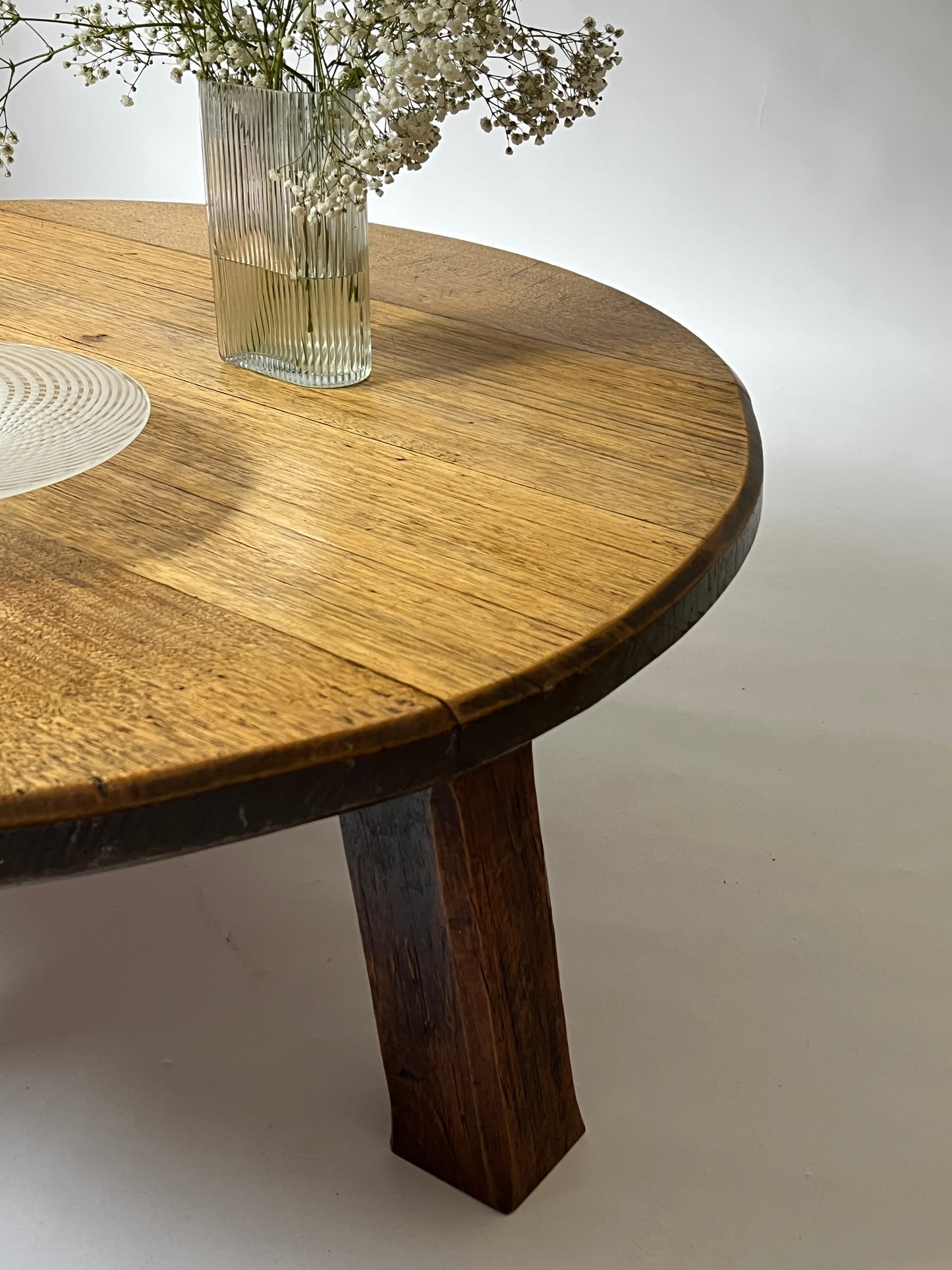 Three-Legged 1940s Coffee Table, Handmade