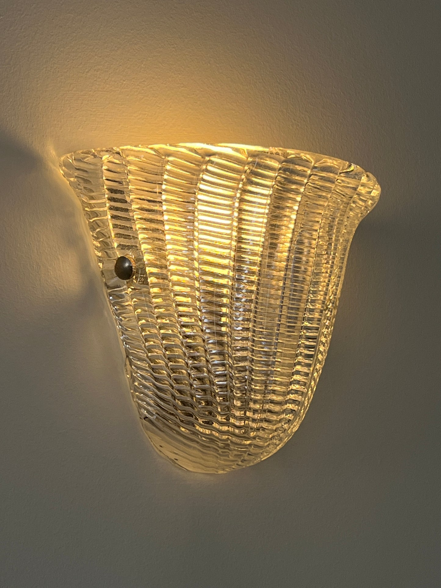 Large Ribbed Murano Glass Sconce, Italy