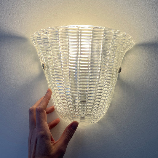 Large Ribbed Murano Glass Sconce, Italy