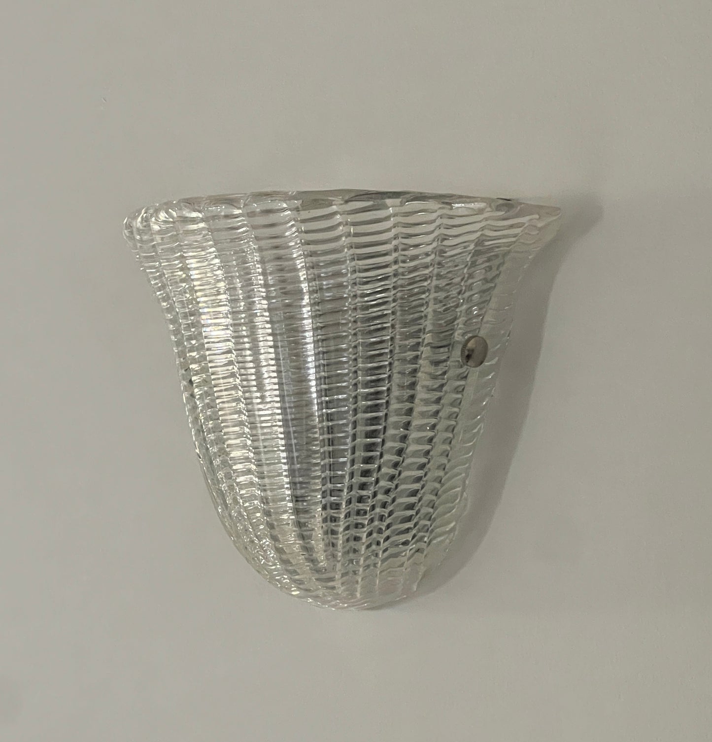 Large Ribbed Murano Glass Sconce, Italy