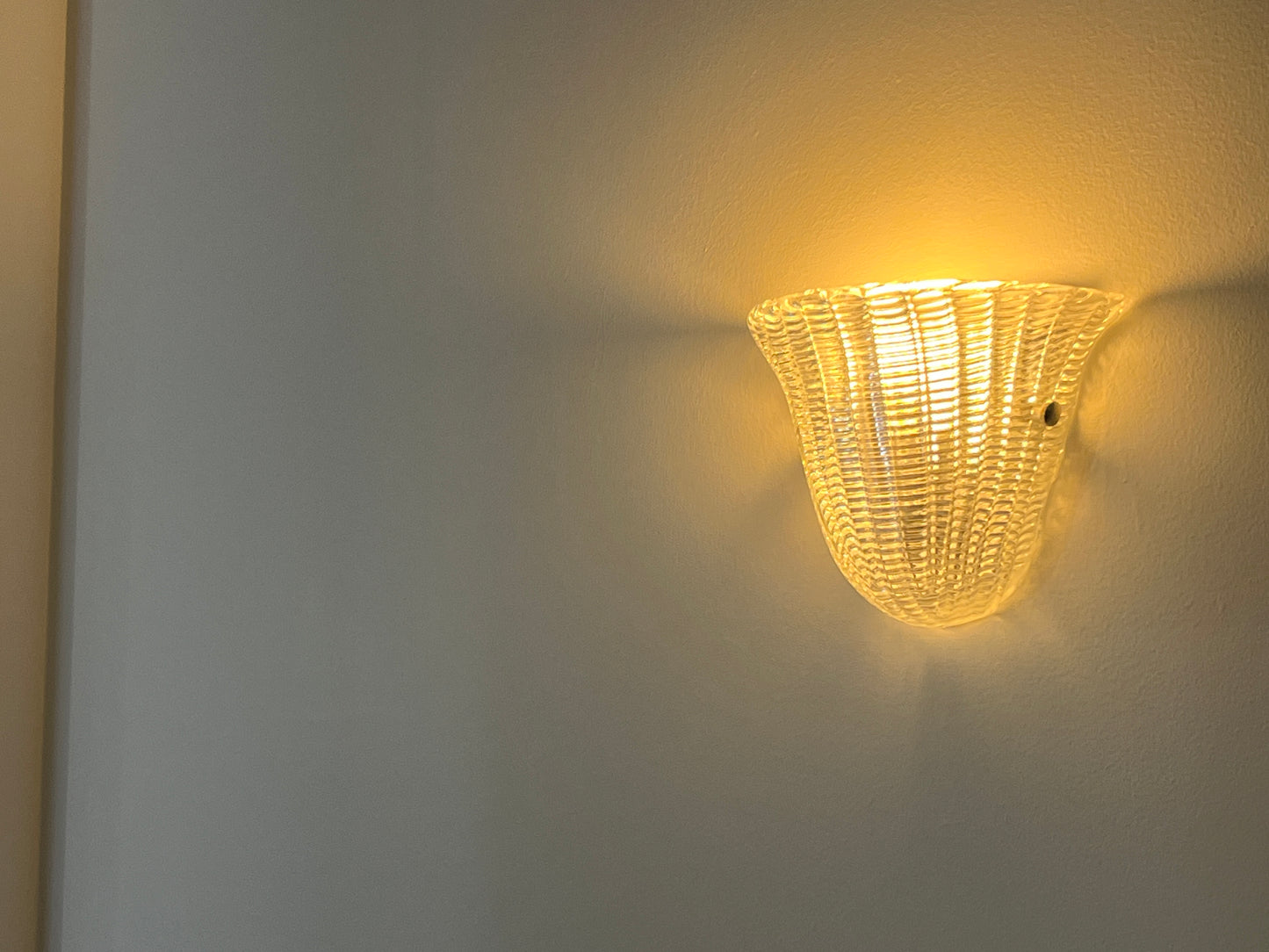 Large Ribbed Murano Glass Sconce, Italy