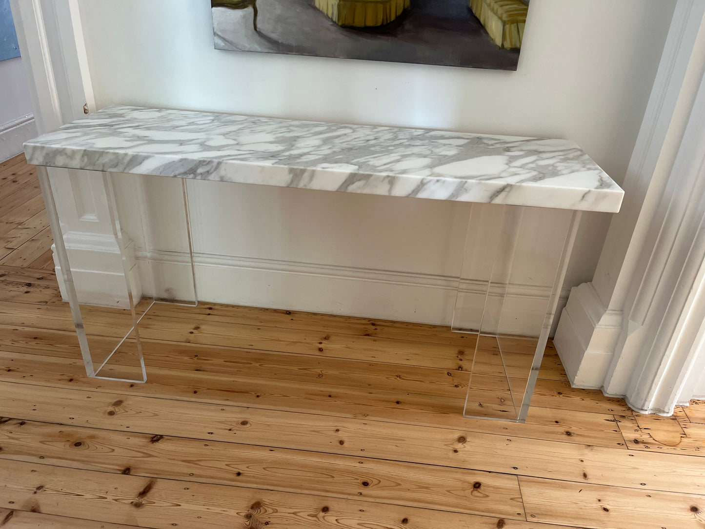 Lucite and Marble Console Table