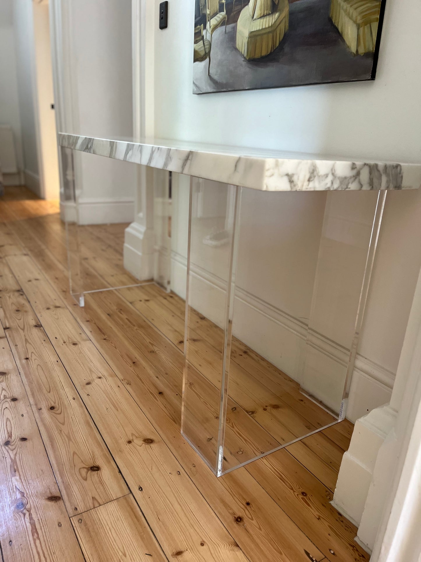 Lucite and Marble Console Table