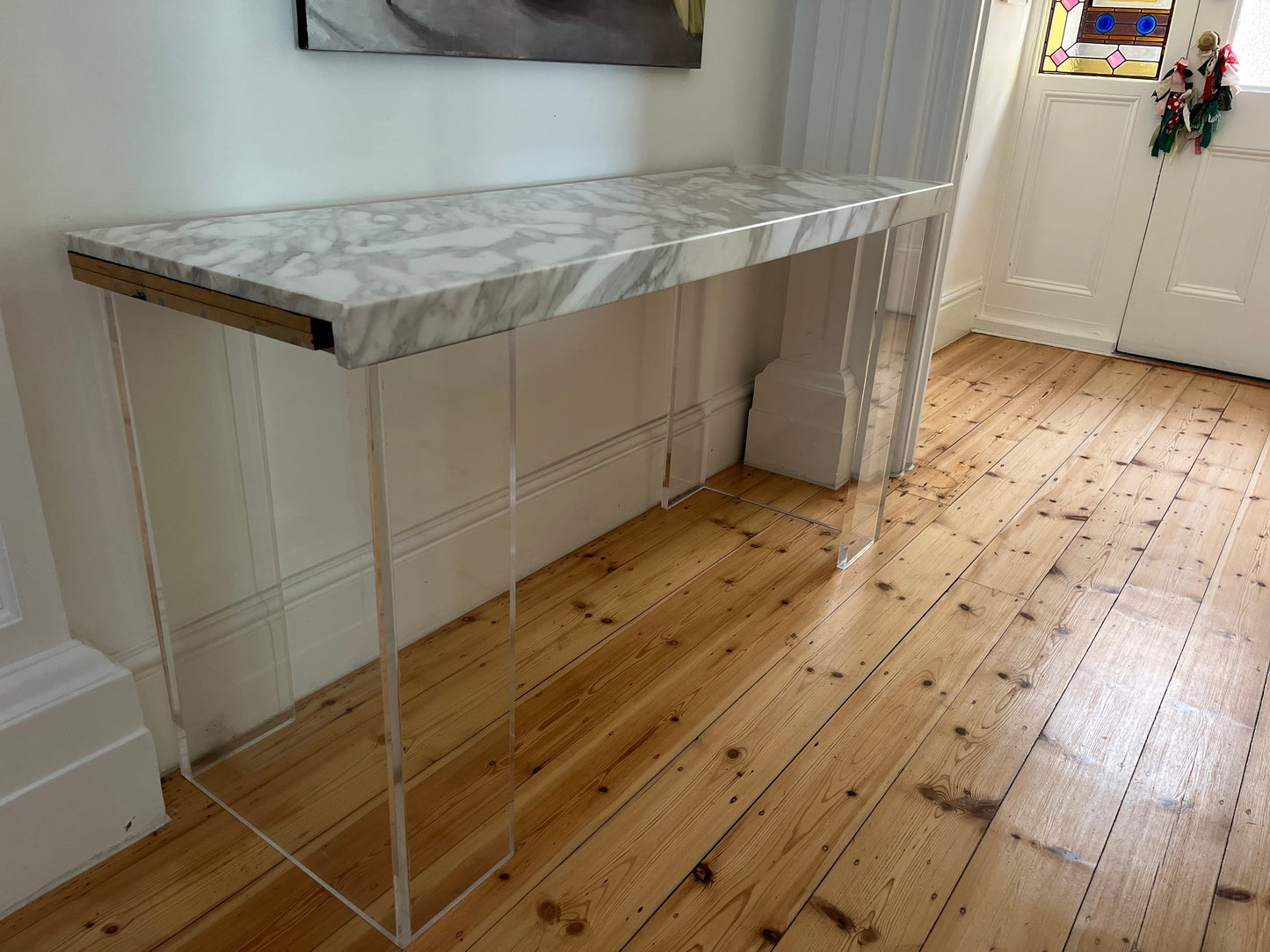 Lucite and Marble Console Table