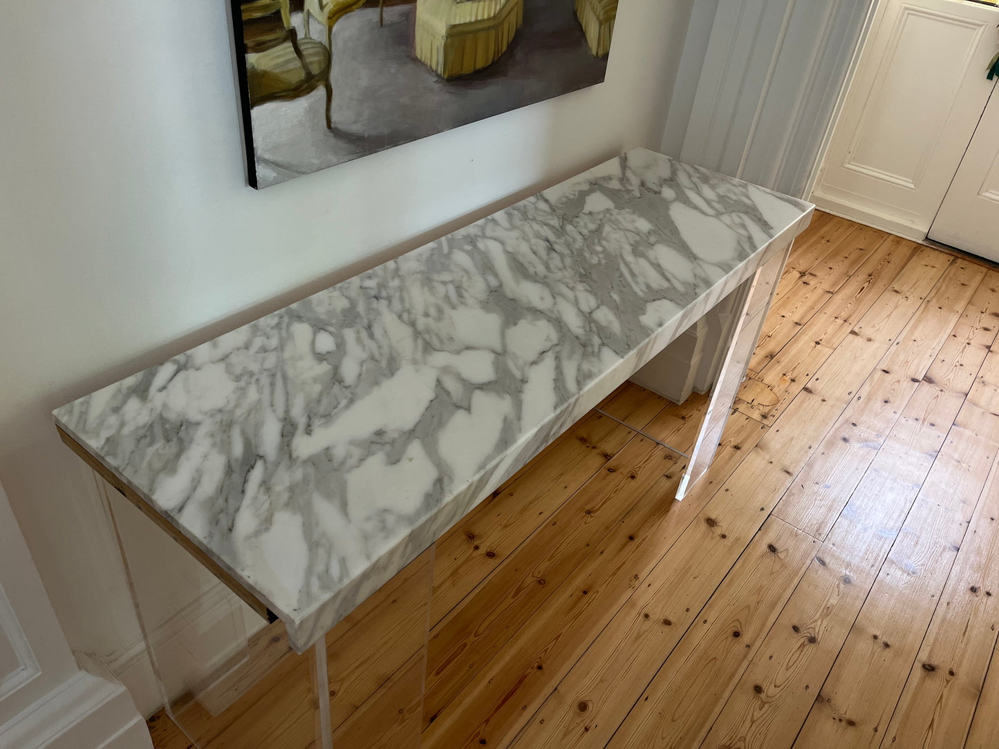 Lucite and Marble Console Table