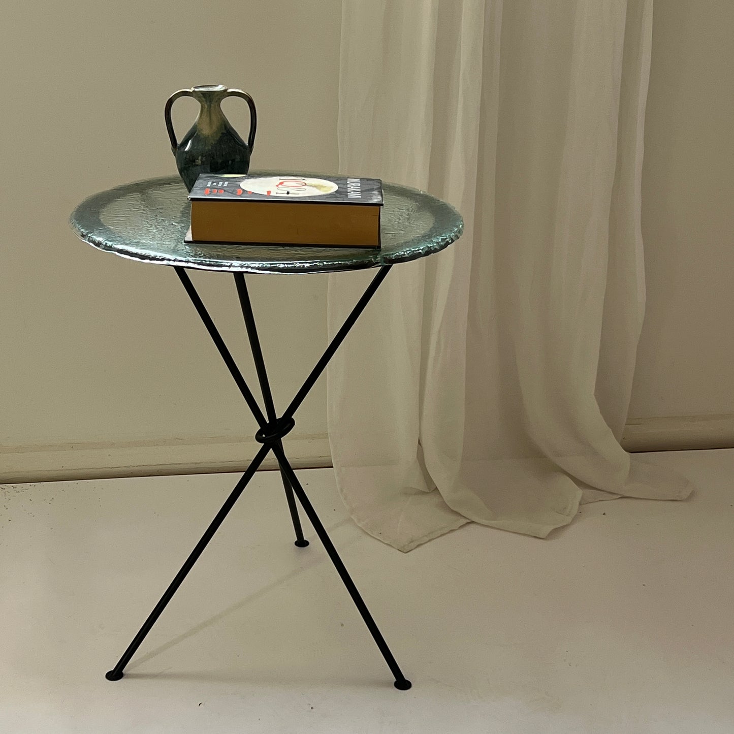 Iron & Frosted Glass 'Knot' Table