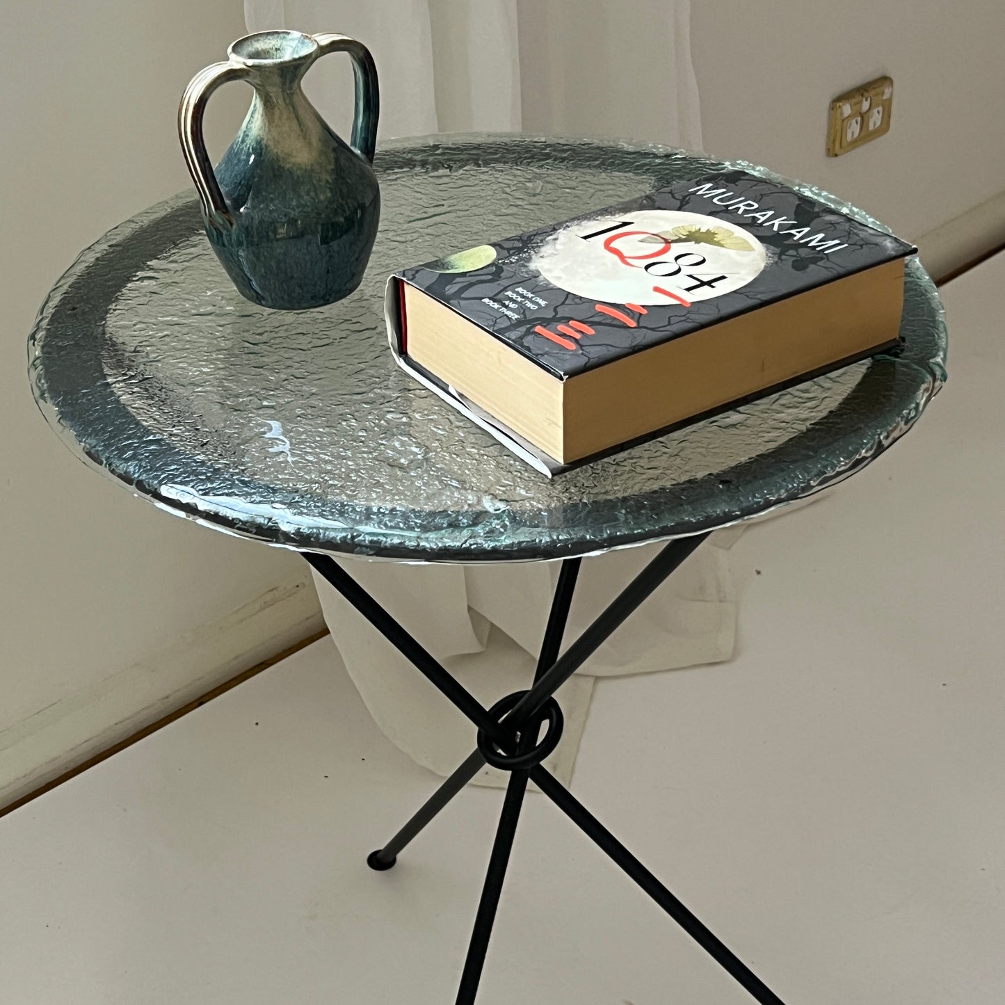 Iron & Frosted Glass 'Knot' Table