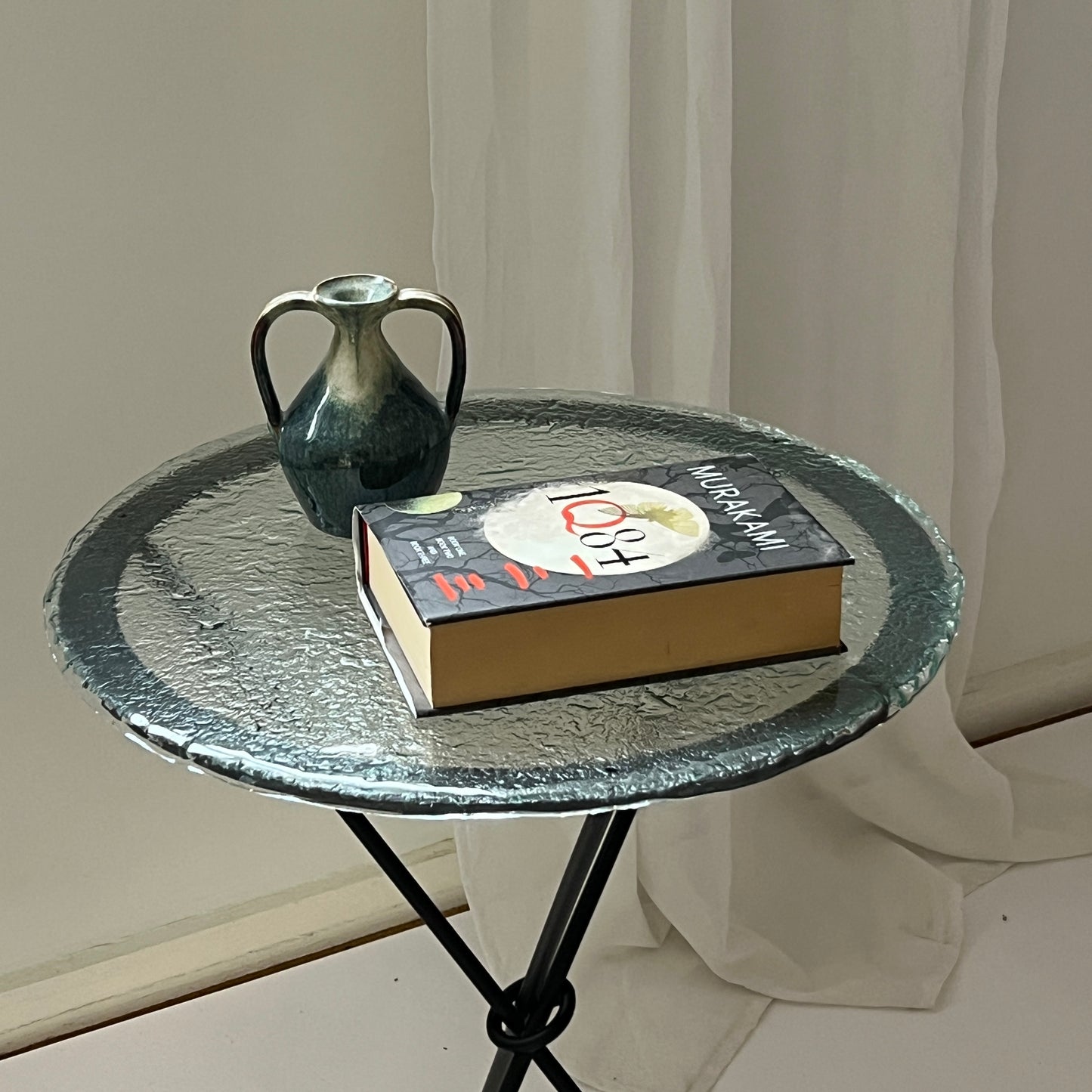 Iron & Frosted Glass 'Knot' Table