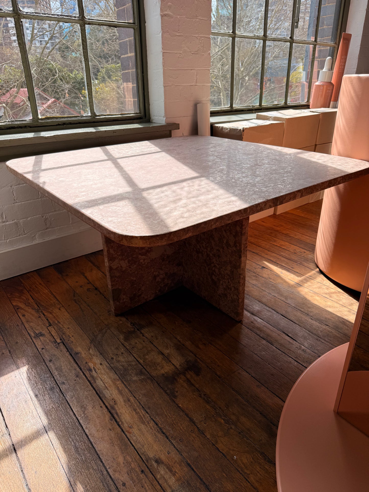 Vintage Spanish Pink Breccia Marble Table, Spain, 1980s