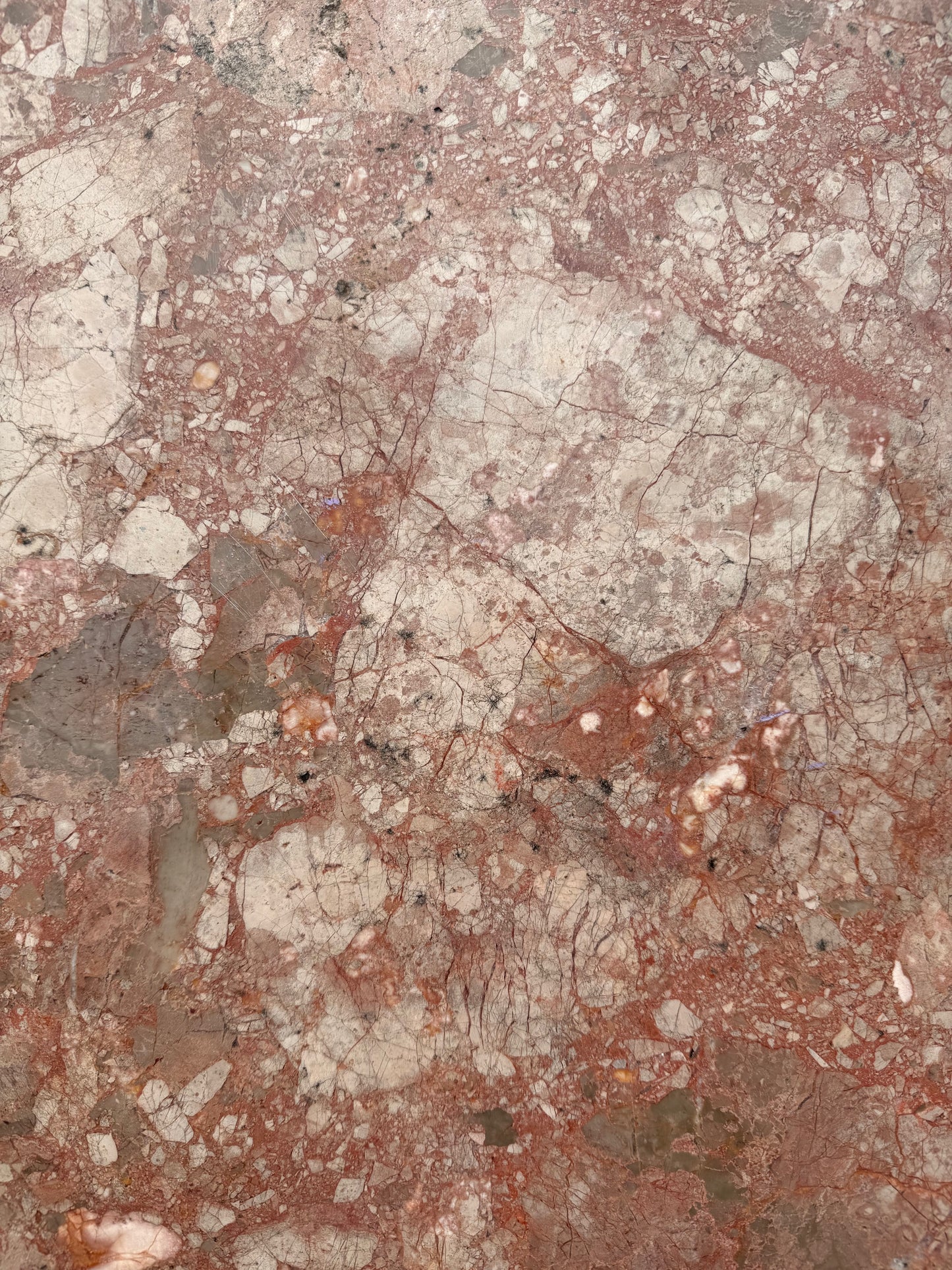 Vintage Spanish Pink Breccia Marble Table, Spain, 1980s