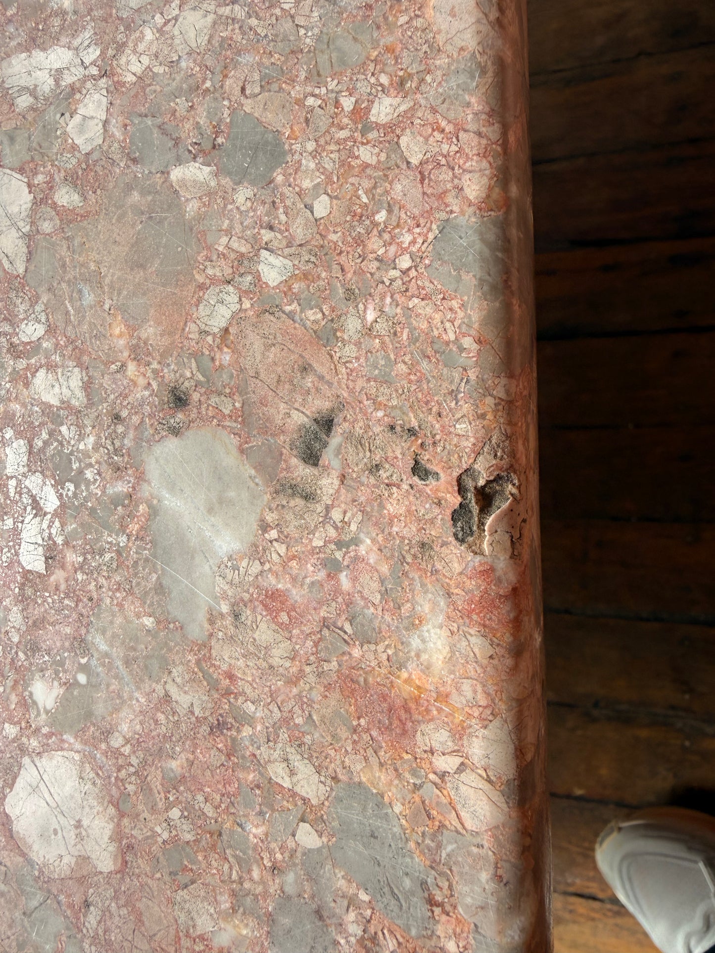 Vintage Spanish Pink Breccia Marble Table, Spain, 1980s
