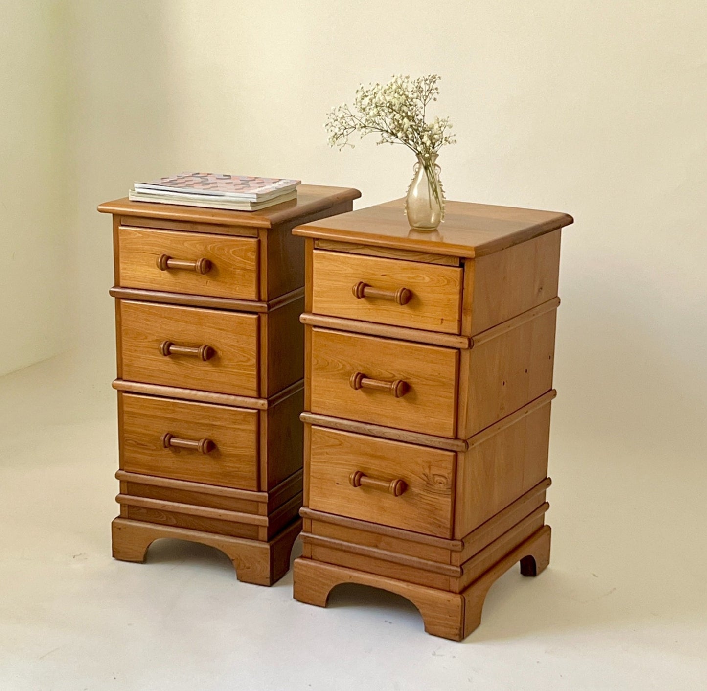 Mid Century Tasmanian Myrtle Bedside Tables (Set)