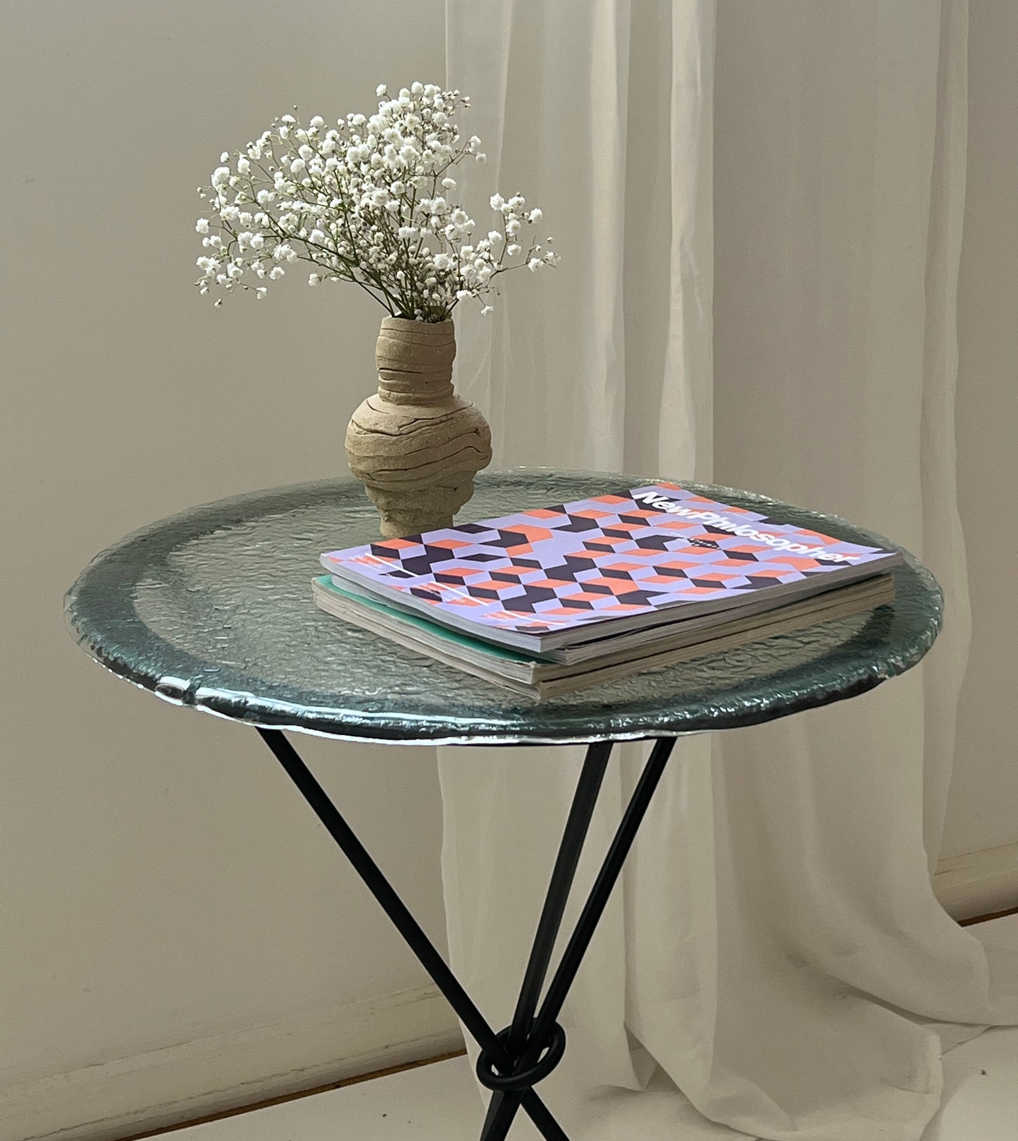 Iron & Frosted Glass 'Knot' Table