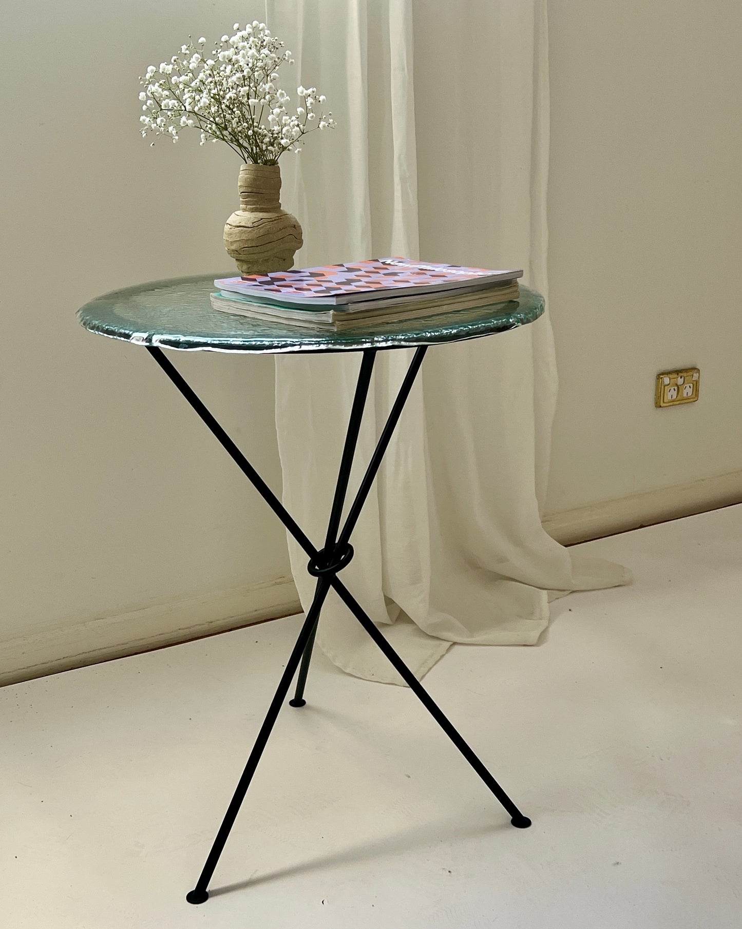 Iron & Frosted Glass 'Knot' Table