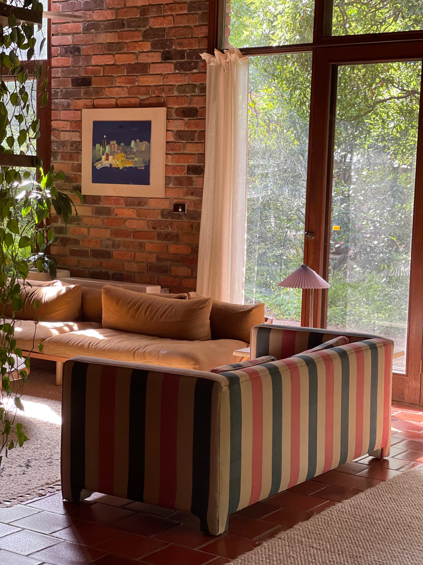 Thick, Textural Striped Sofa