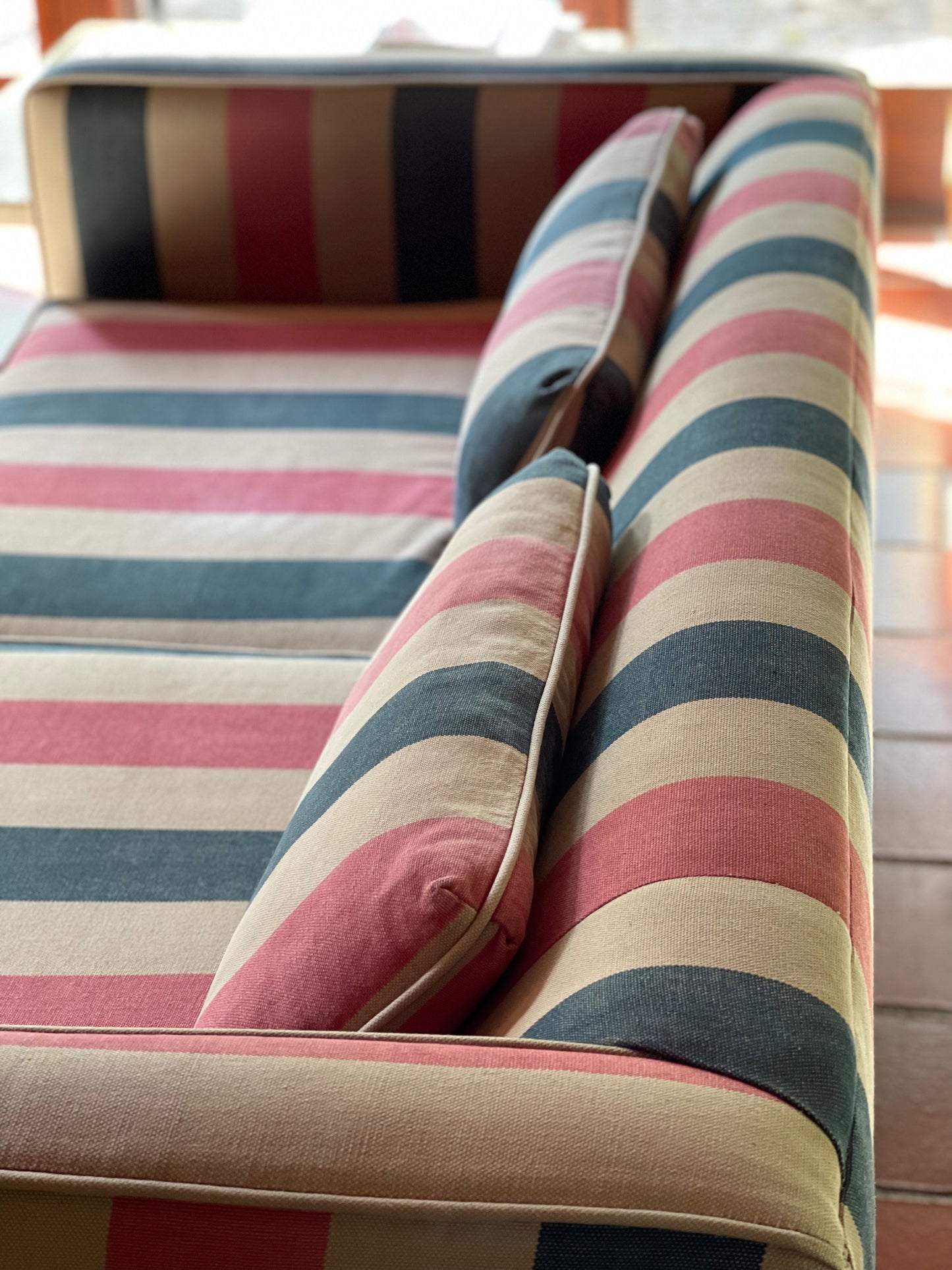 Thick, Textural Striped Sofa