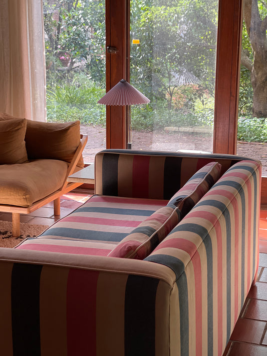 Thick, Textural Striped Sofa