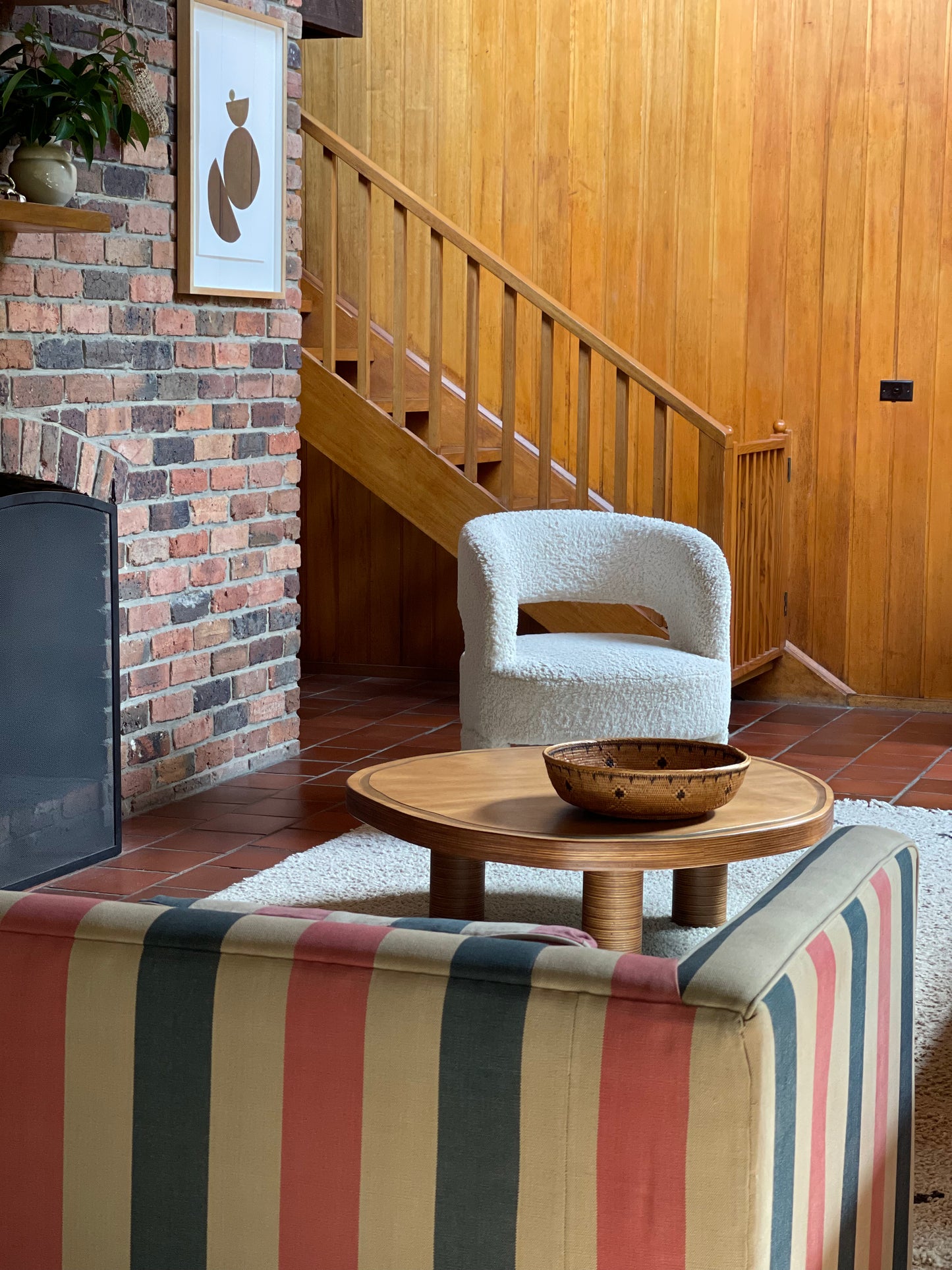 Thick, Textural Striped Sofa