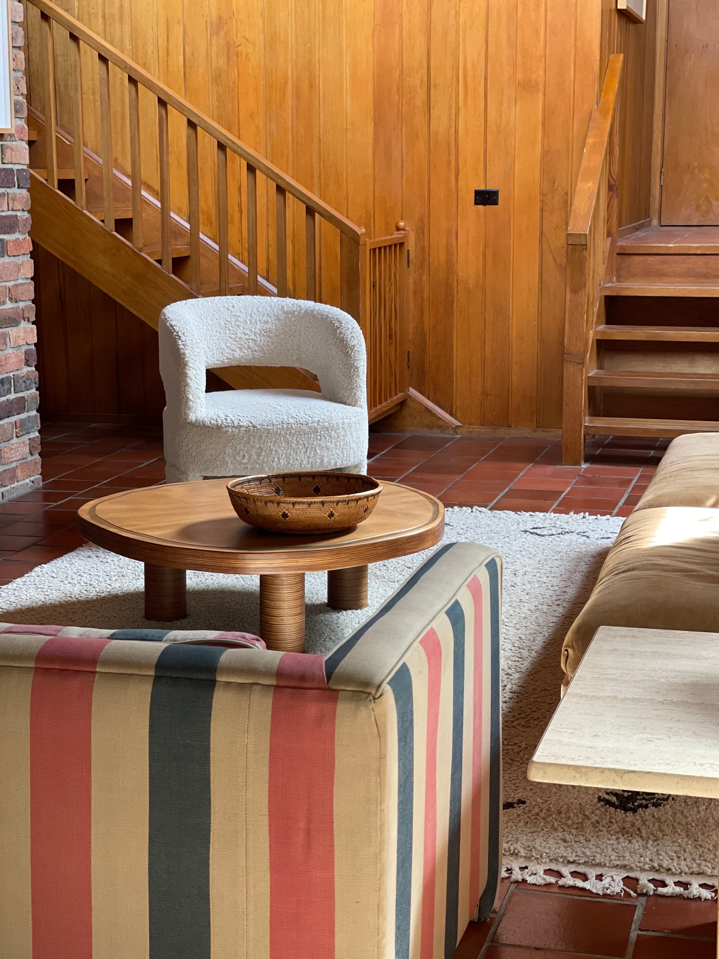 Thick, Textural Striped Sofa