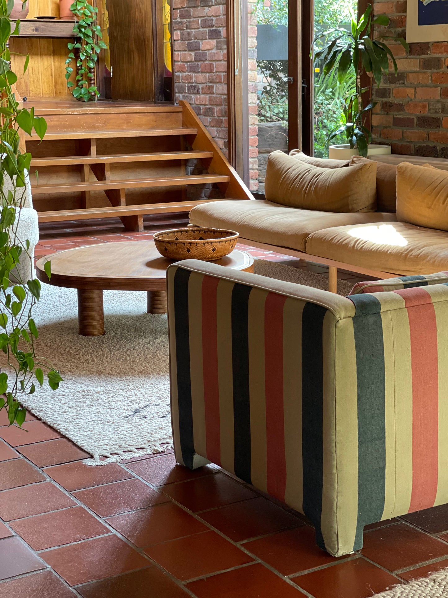 Thick, Textural Striped Sofa