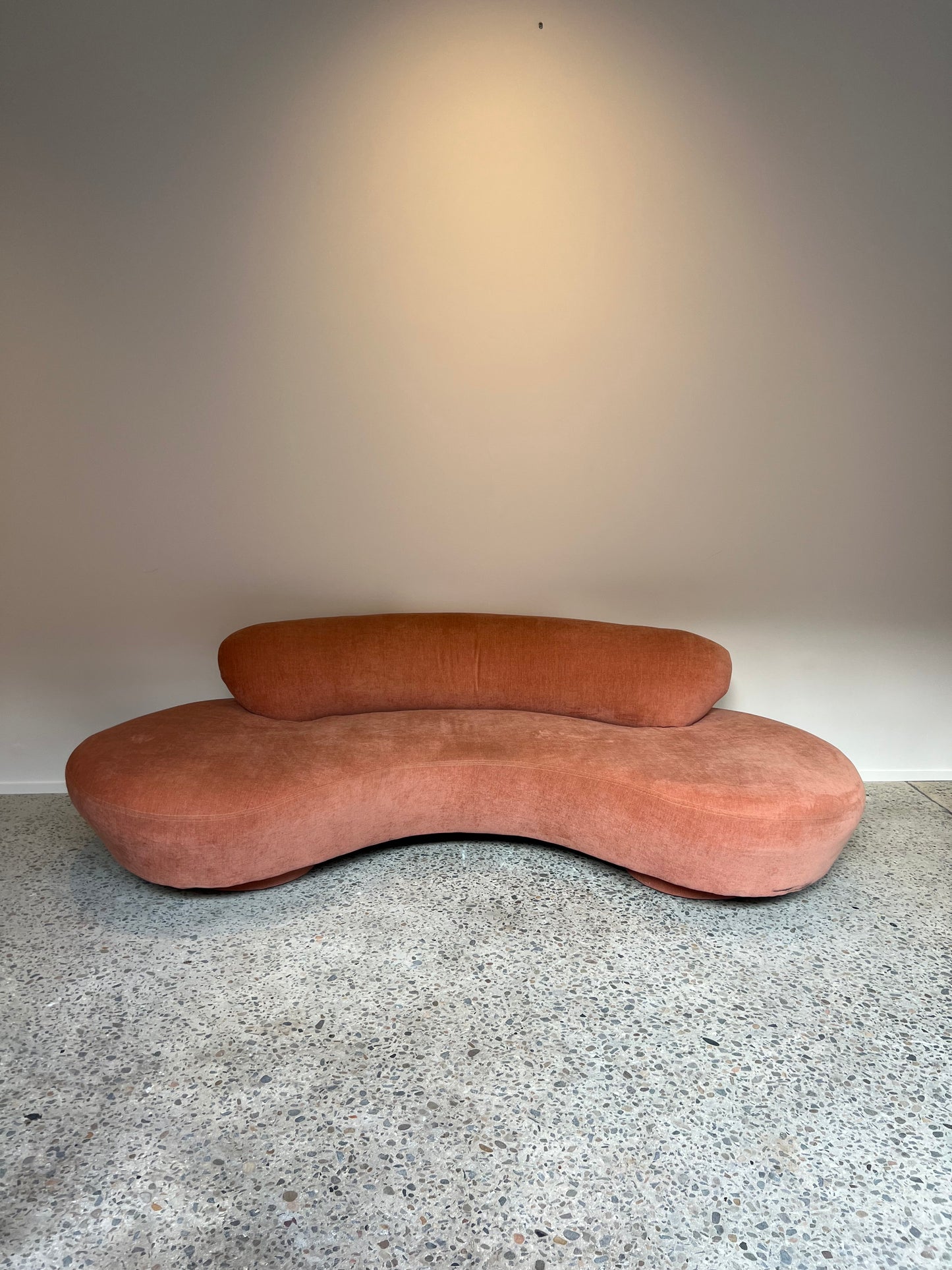 Peachy Velvet Curved Sofa