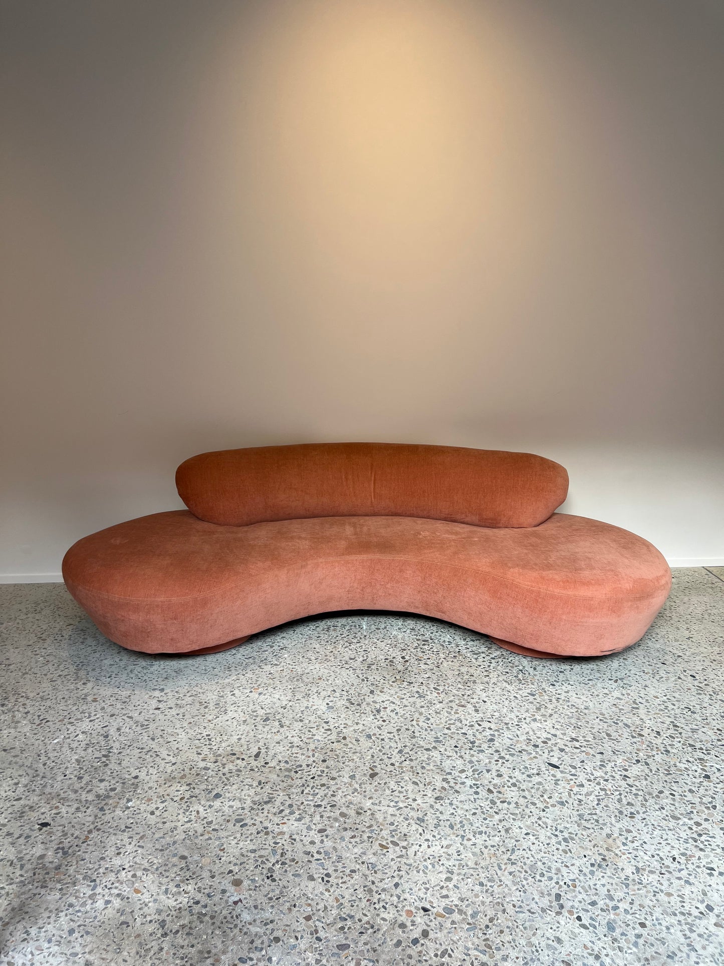 Peachy Velvet Curved Sofa