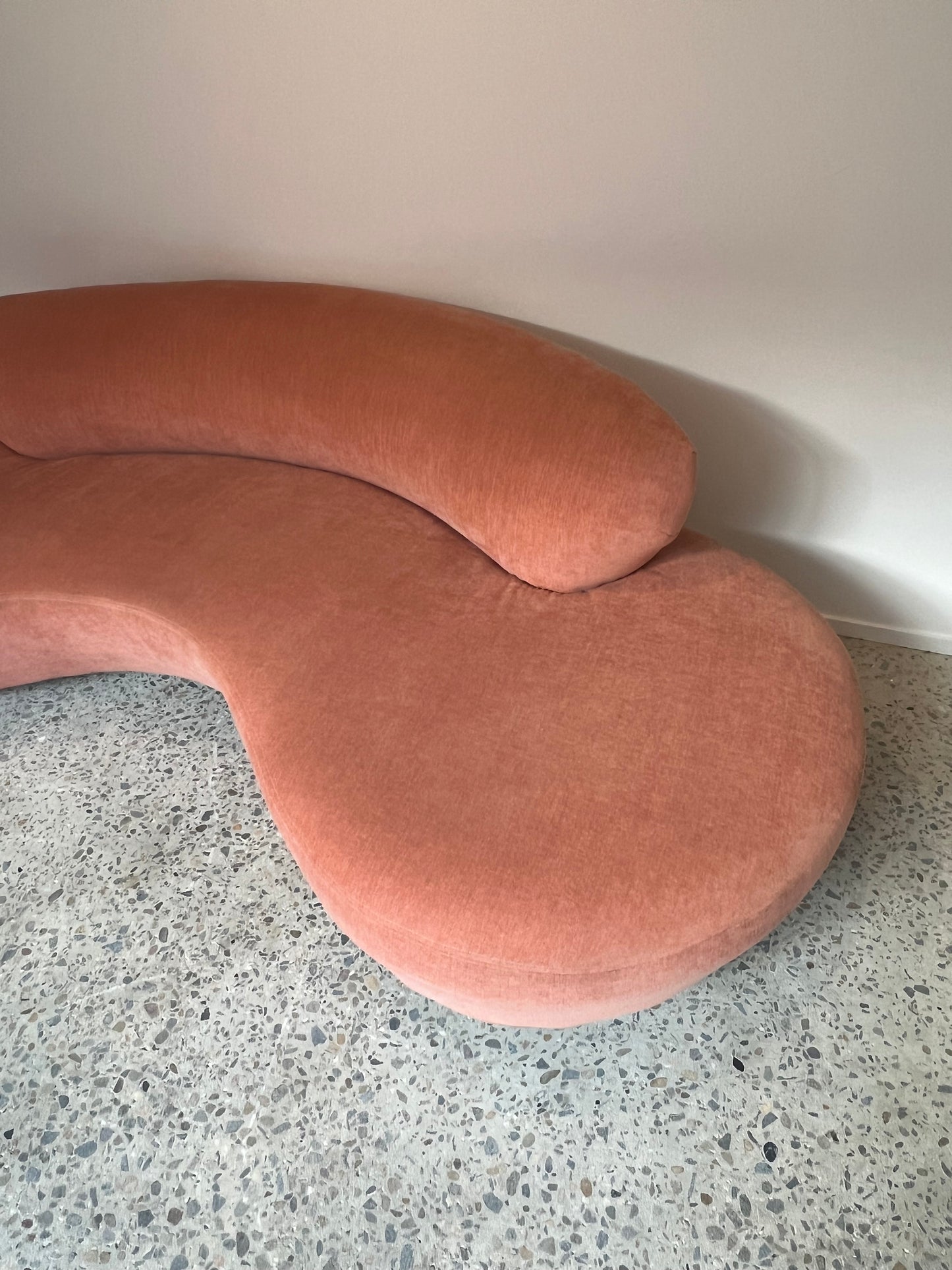 Peachy Velvet Curved Sofa