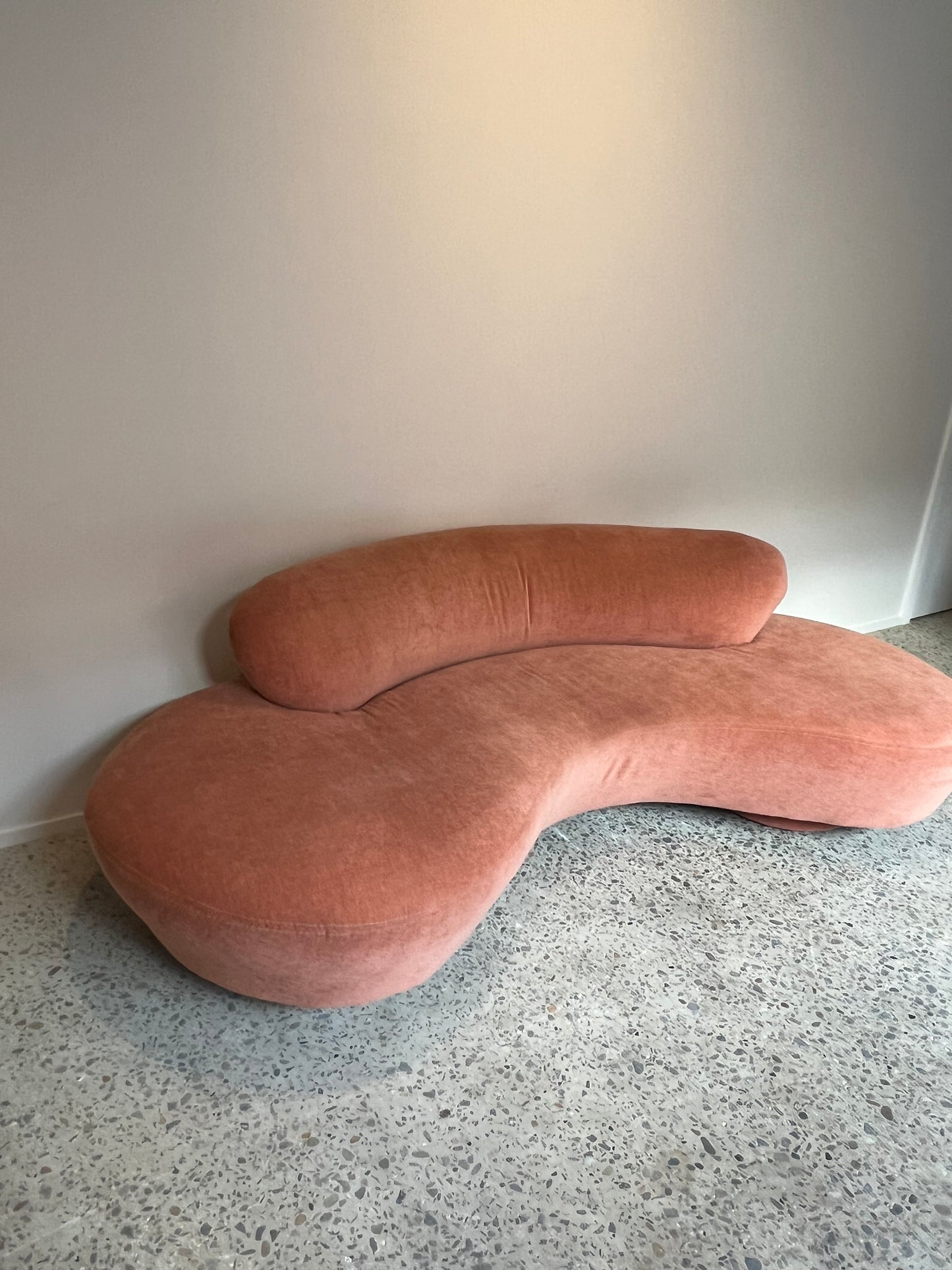 Peachy Velvet Curved Sofa