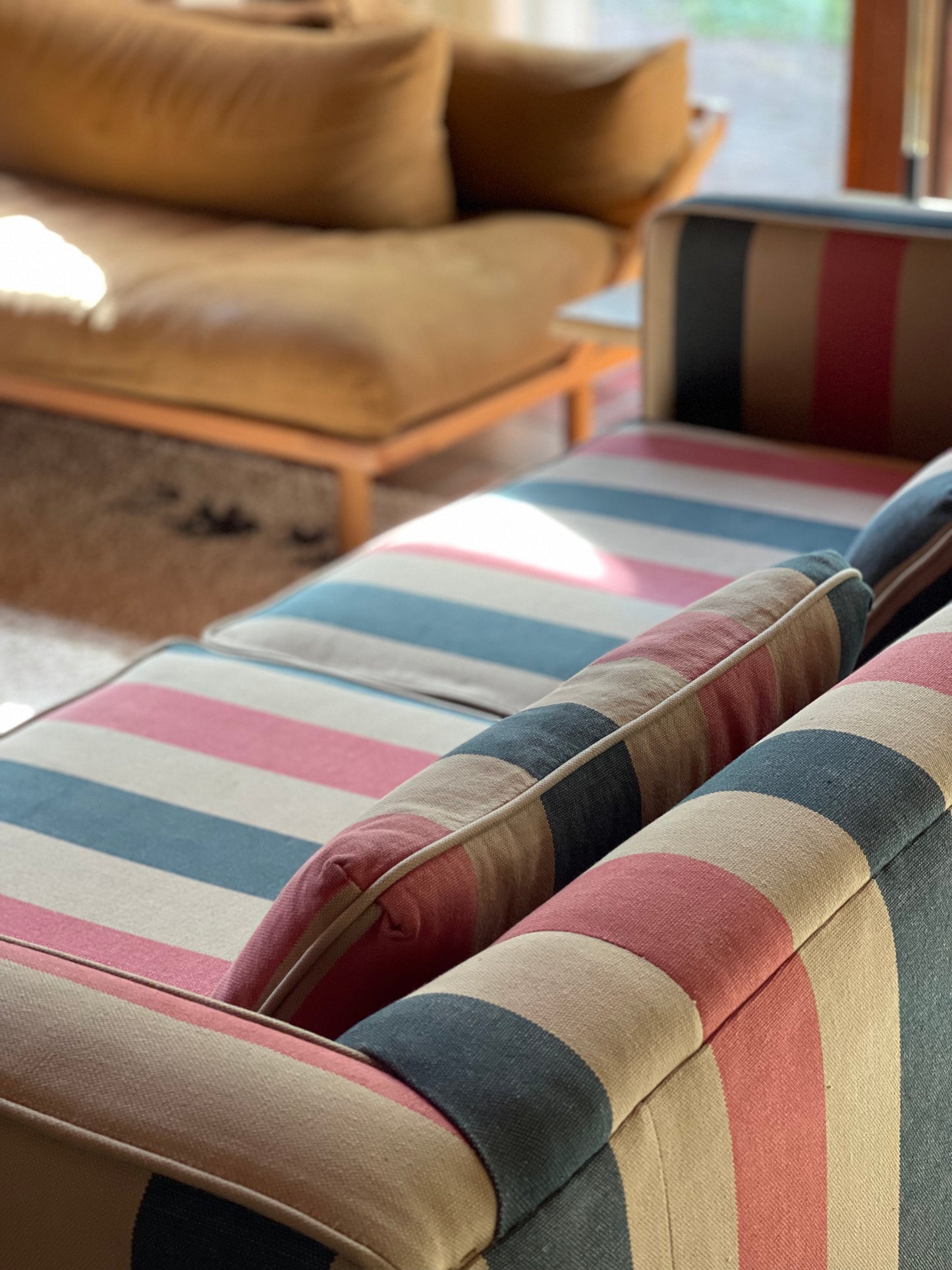 Thick, Textural Striped Sofa