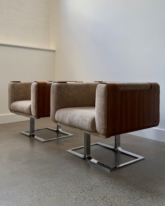 Rare Pair of JN-113 Cube Chair by Johan Naess