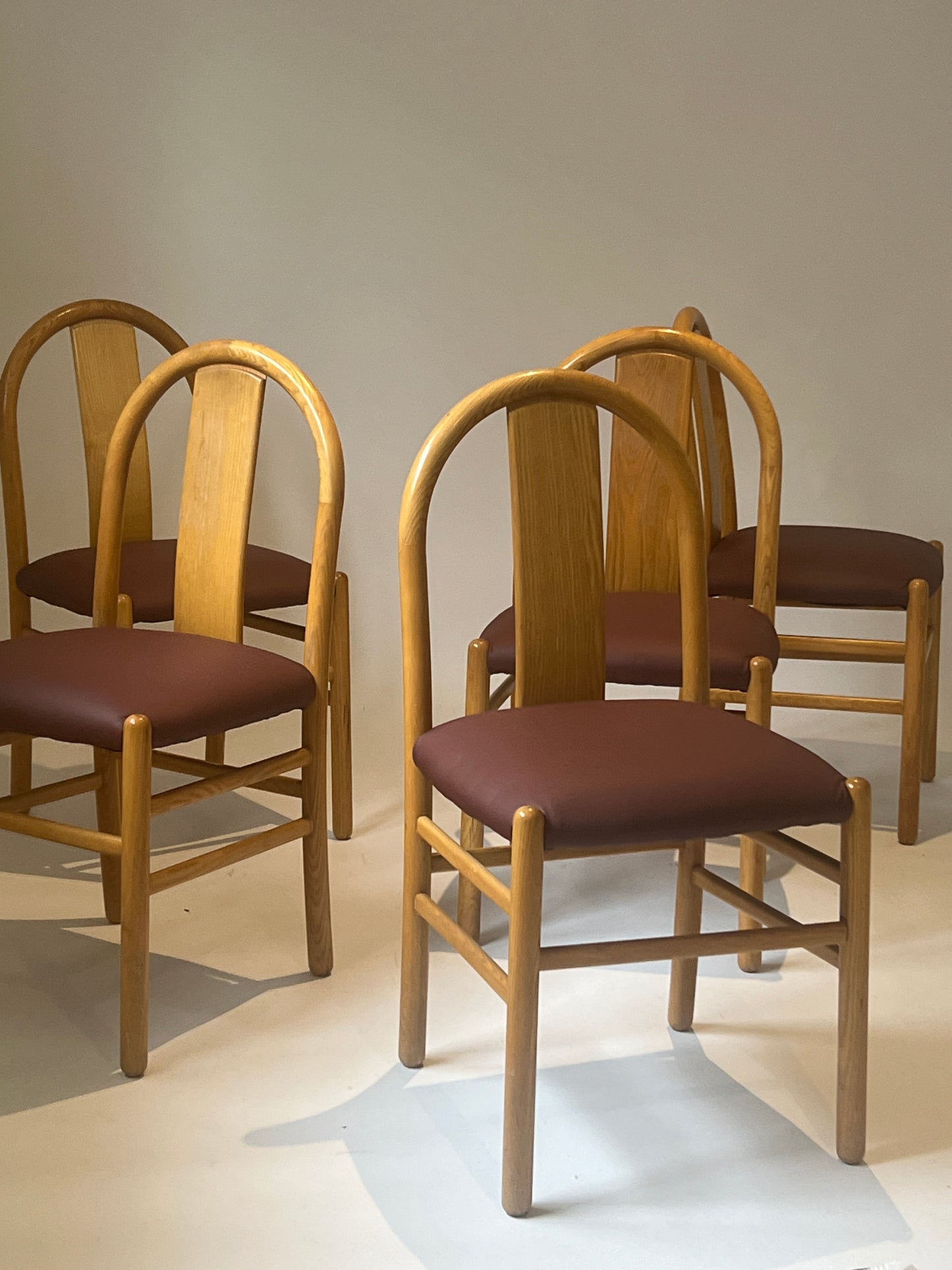 Newly Reupholstered Leather Dining Chair by Fratelli Montina - 1970s Italy (12 Available)