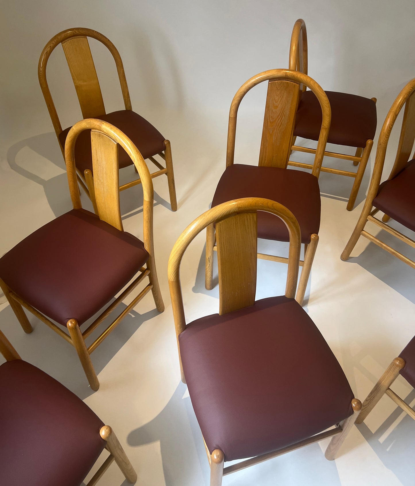 Newly Reupholstered Leather Dining Chair by Fratelli Montina - 1970s Italy (12 Available)