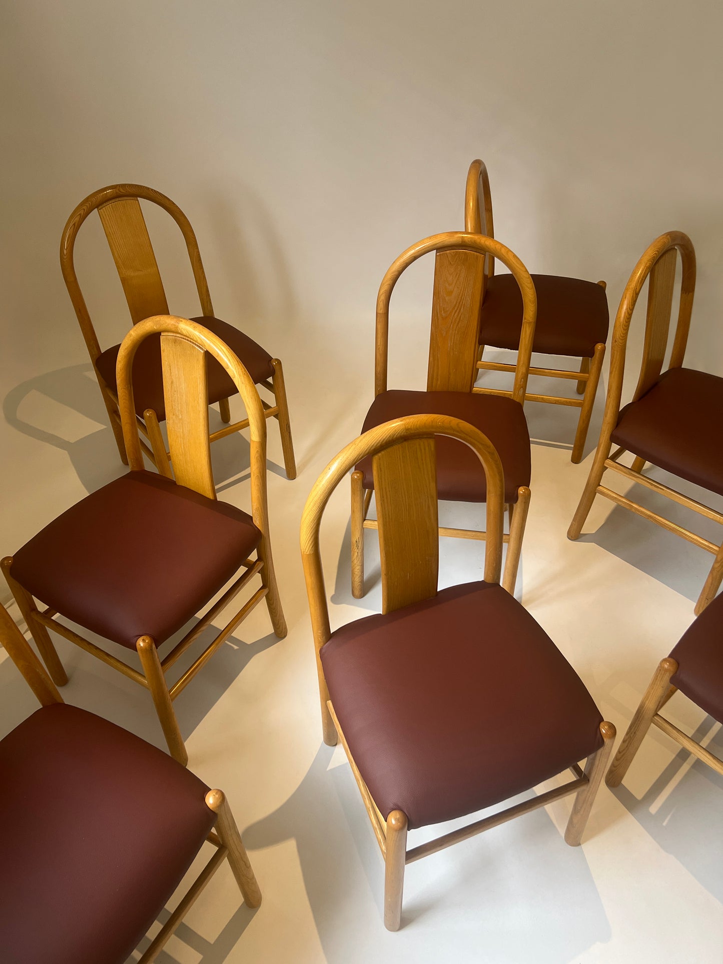 Newly Reupholstered Leather Dining Chair by Fratelli Montina - 1970s Italy (12 Available)