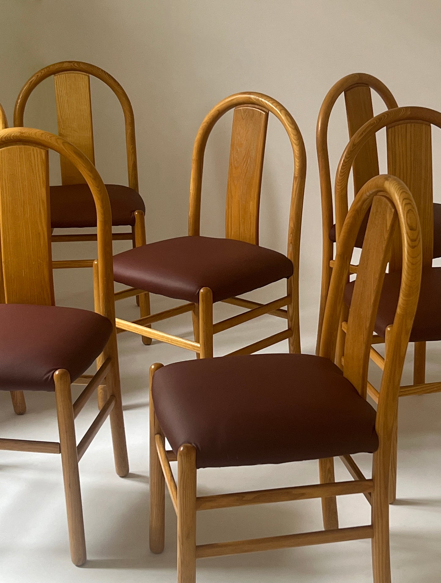 Newly Reupholstered Leather Dining Chair by Fratelli Montina - 1970s Italy (12 Available)