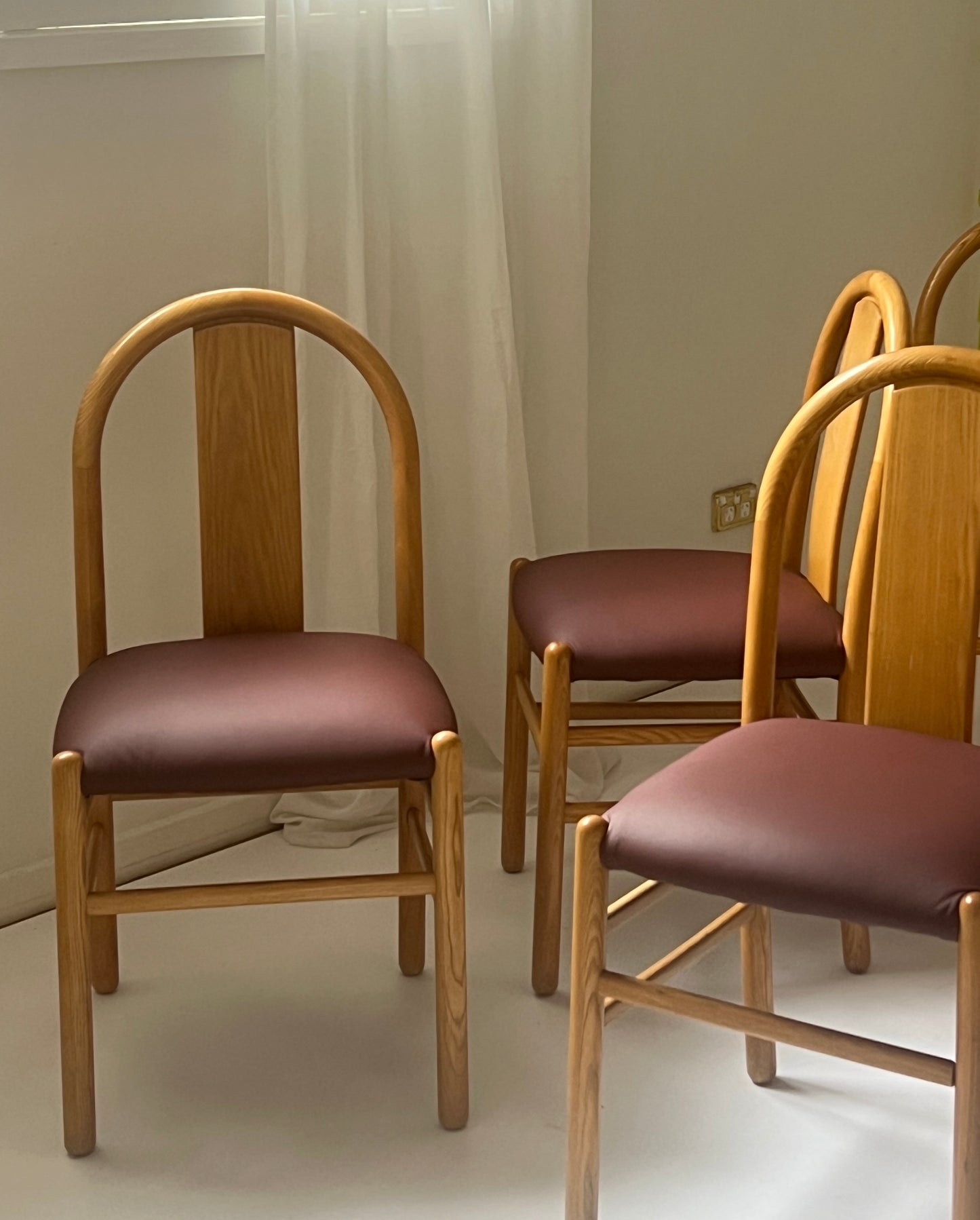 Newly Reupholstered Leather Dining Chair by Fratelli Montina - 1970s Italy (12 Available)