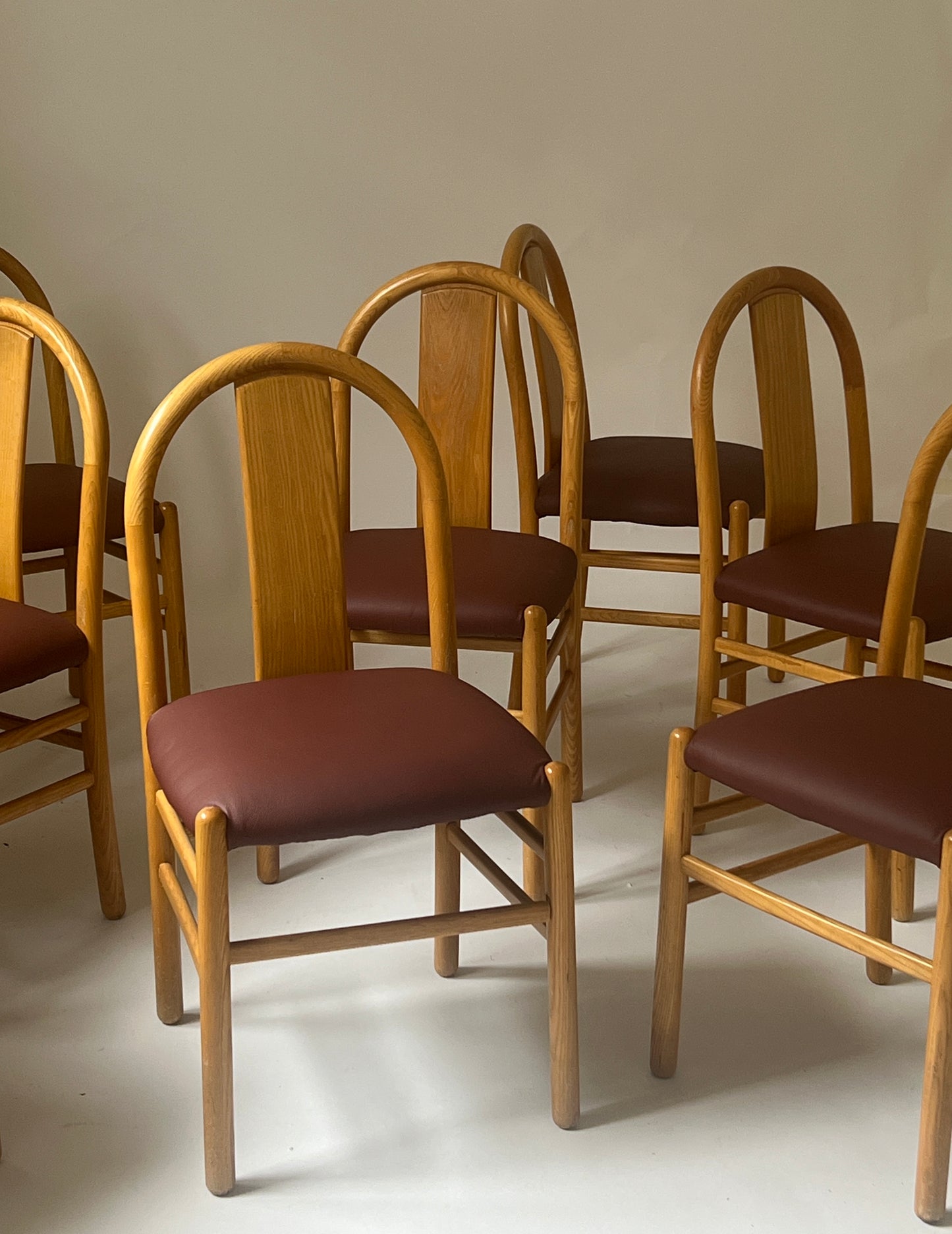 Newly Reupholstered Leather Dining Chair by Fratelli Montina - 1970s Italy (12 Available)