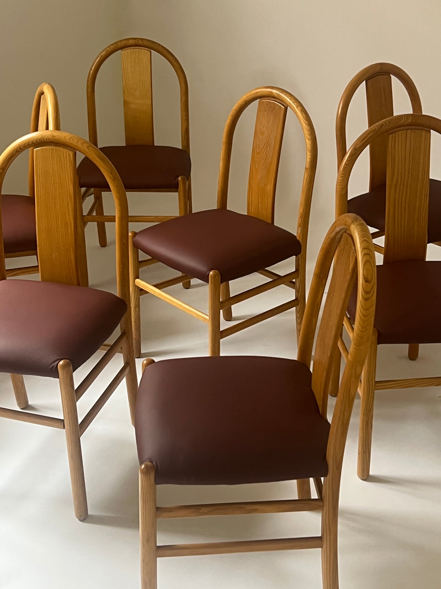 Newly Reupholstered Leather Dining Chair by Fratelli Montina - 1970s Italy (12 Available)