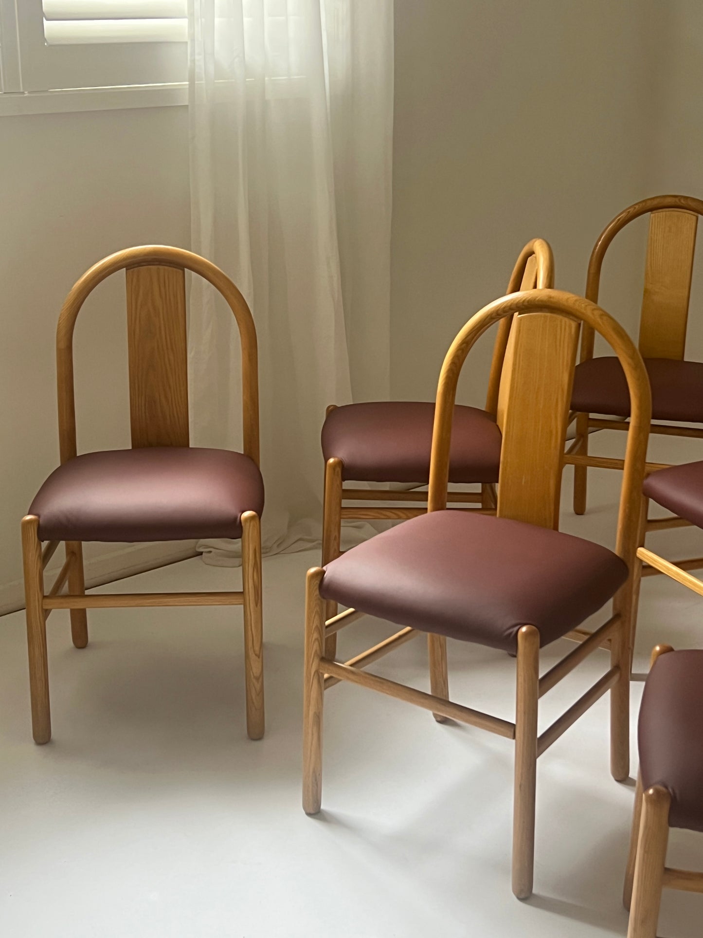 Newly Reupholstered Leather Dining Chair by Fratelli Montina - 1970s Italy (12 Available)