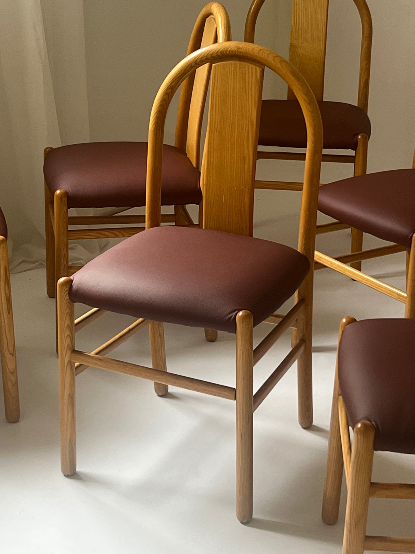 Newly Reupholstered Leather Dining Chair by Fratelli Montina - 1970s Italy (12 Available)