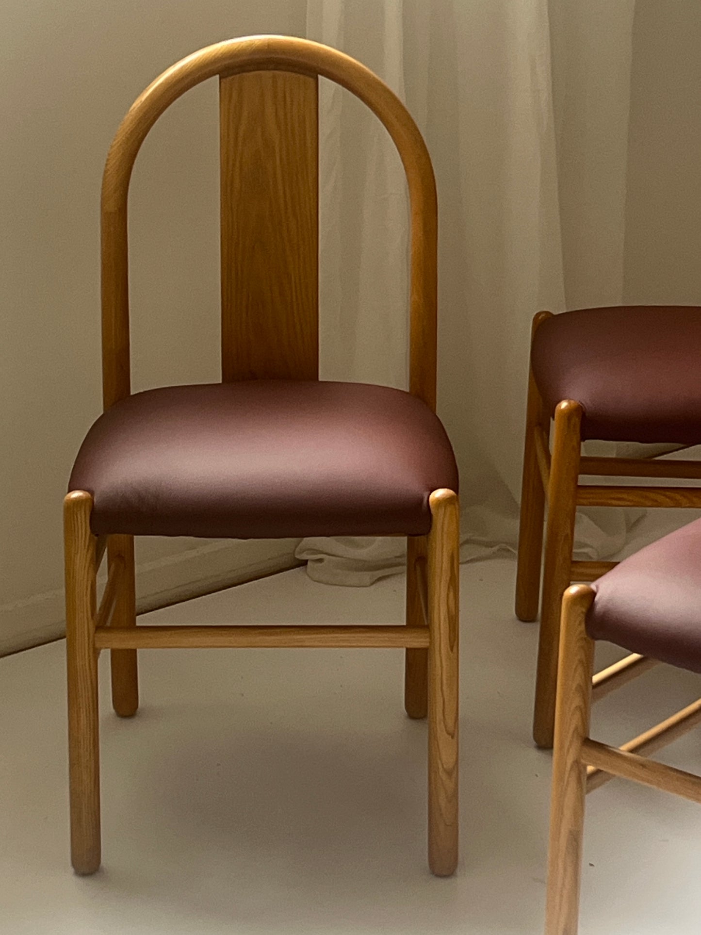 Newly Reupholstered Leather Dining Chair by Fratelli Montina - 1970s Italy (12 Available)