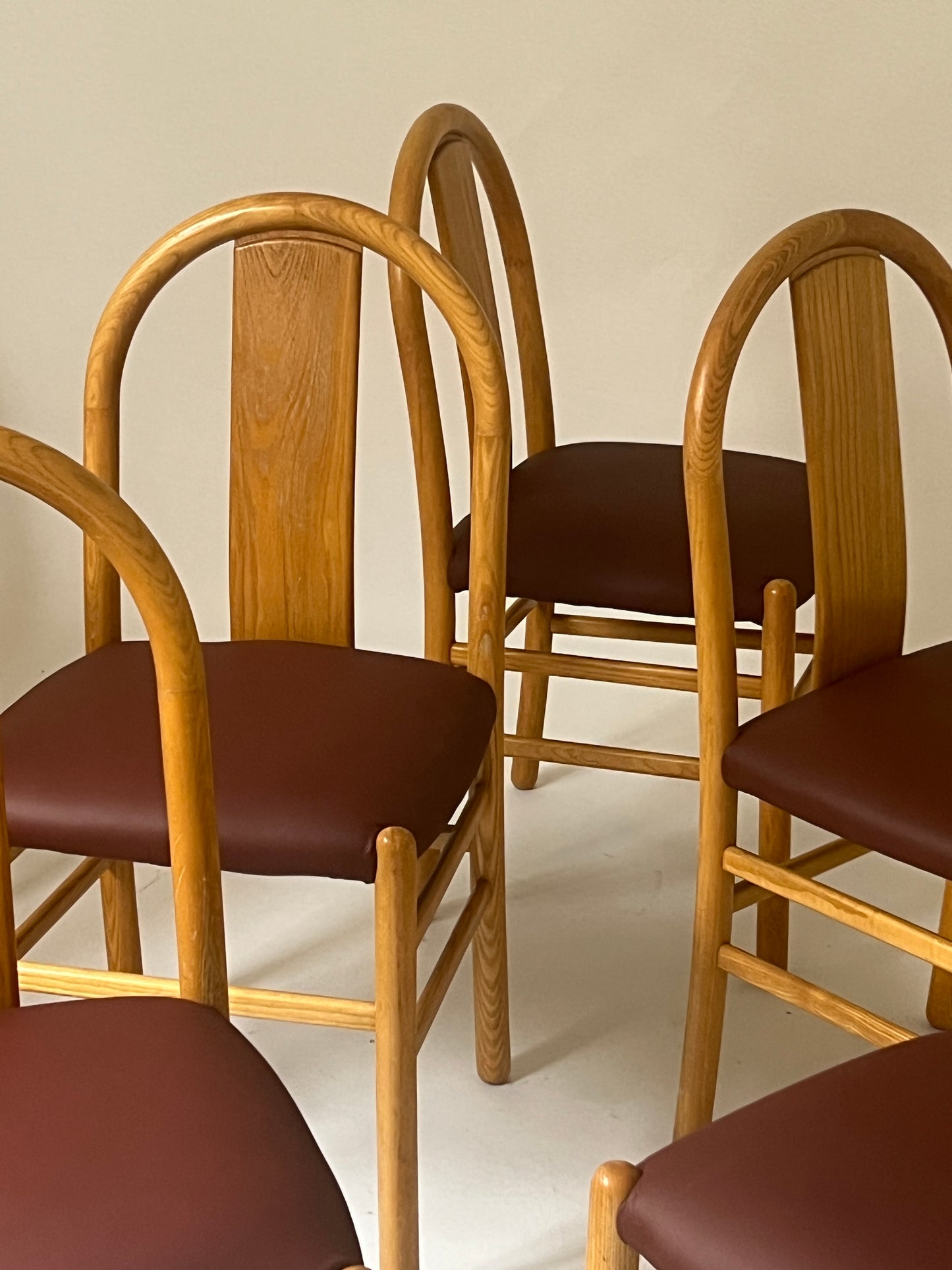 Newly Reupholstered Leather Dining Chair by Fratelli Montina - 1970s Italy (12 Available)