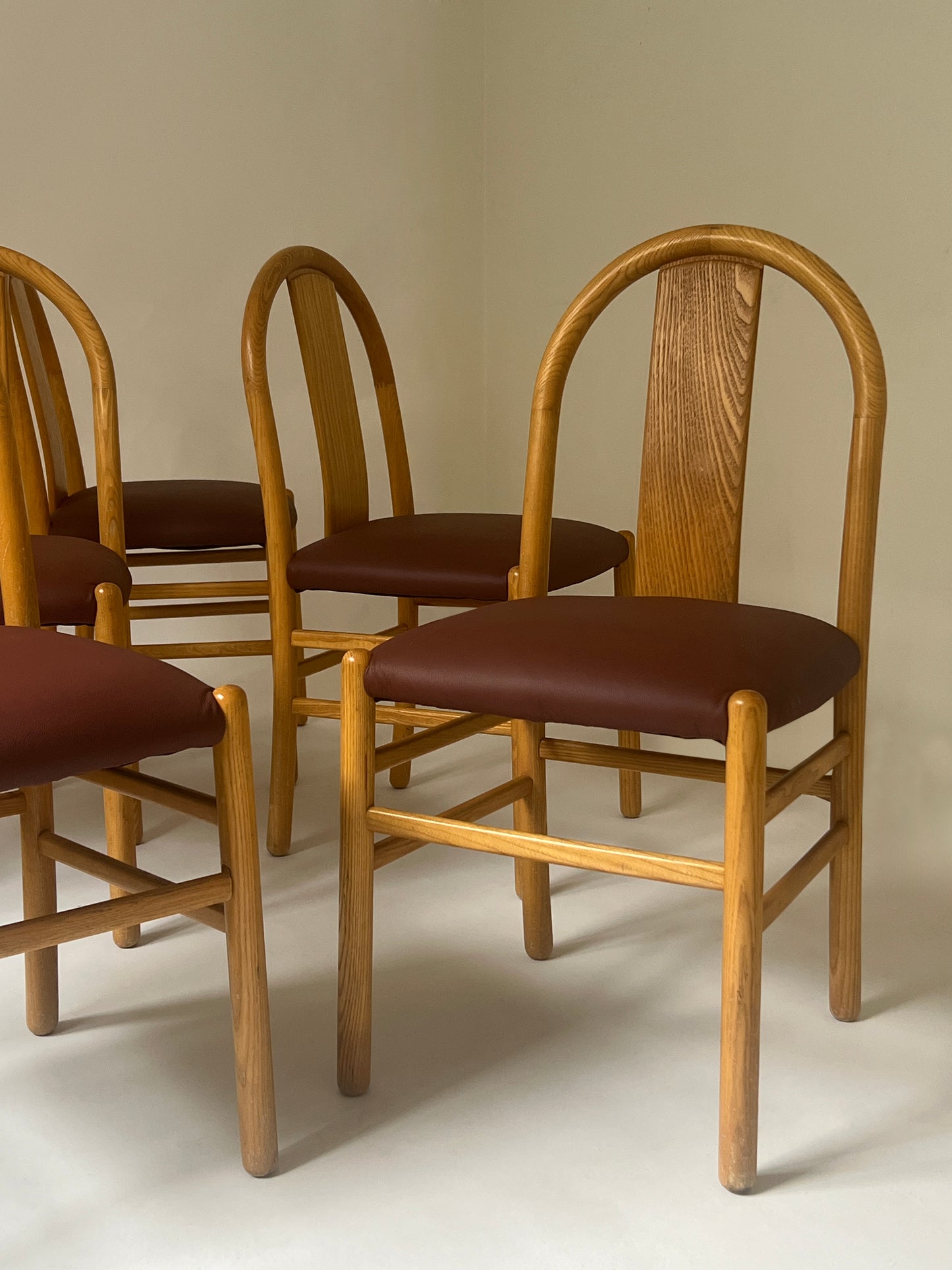 Newly Reupholstered Leather Dining Chair by Fratelli Montina - 1970s Italy (12 Available)