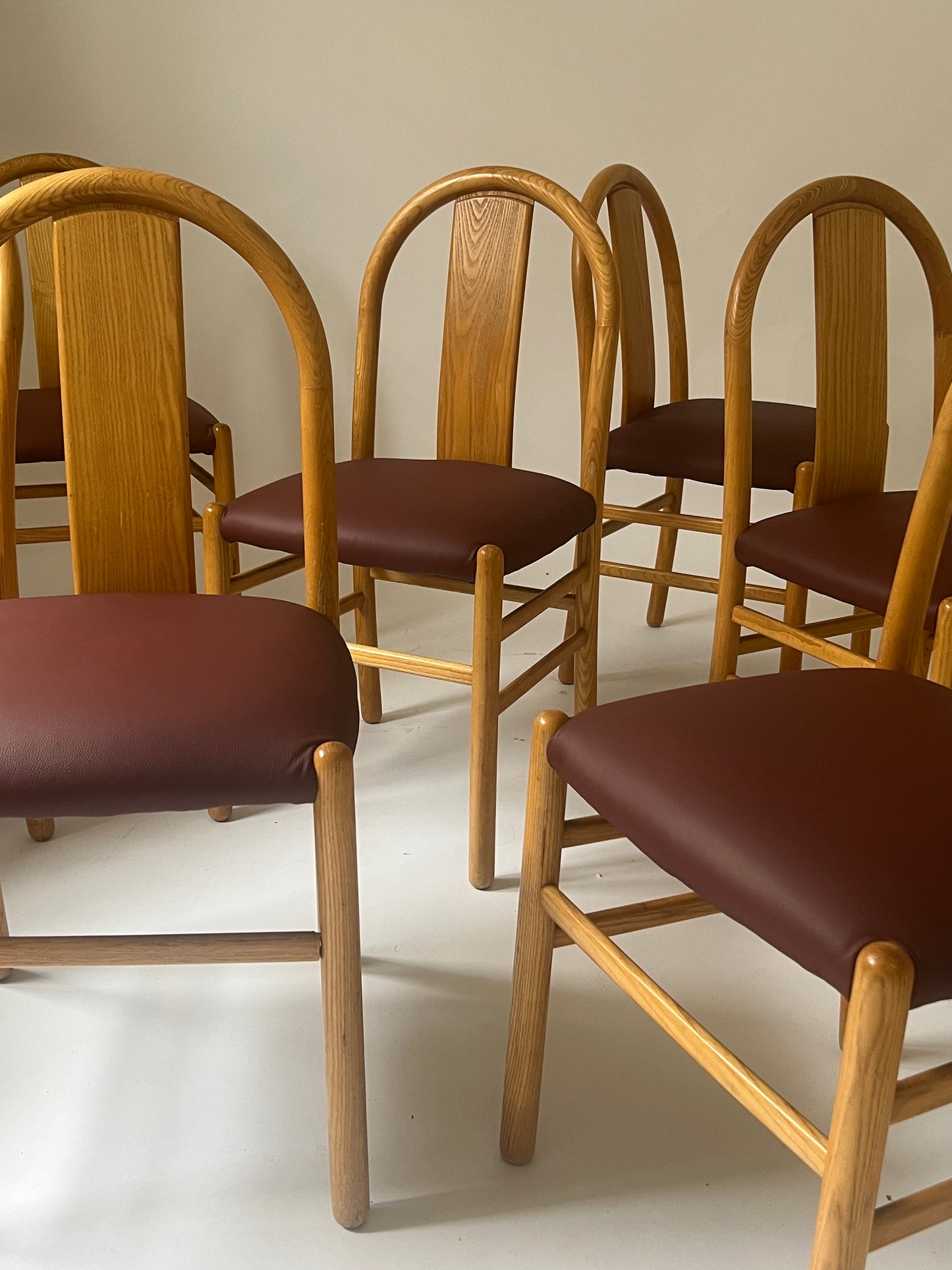 Newly Reupholstered Leather Dining Chair by Fratelli Montina - 1970s Italy (12 Available)