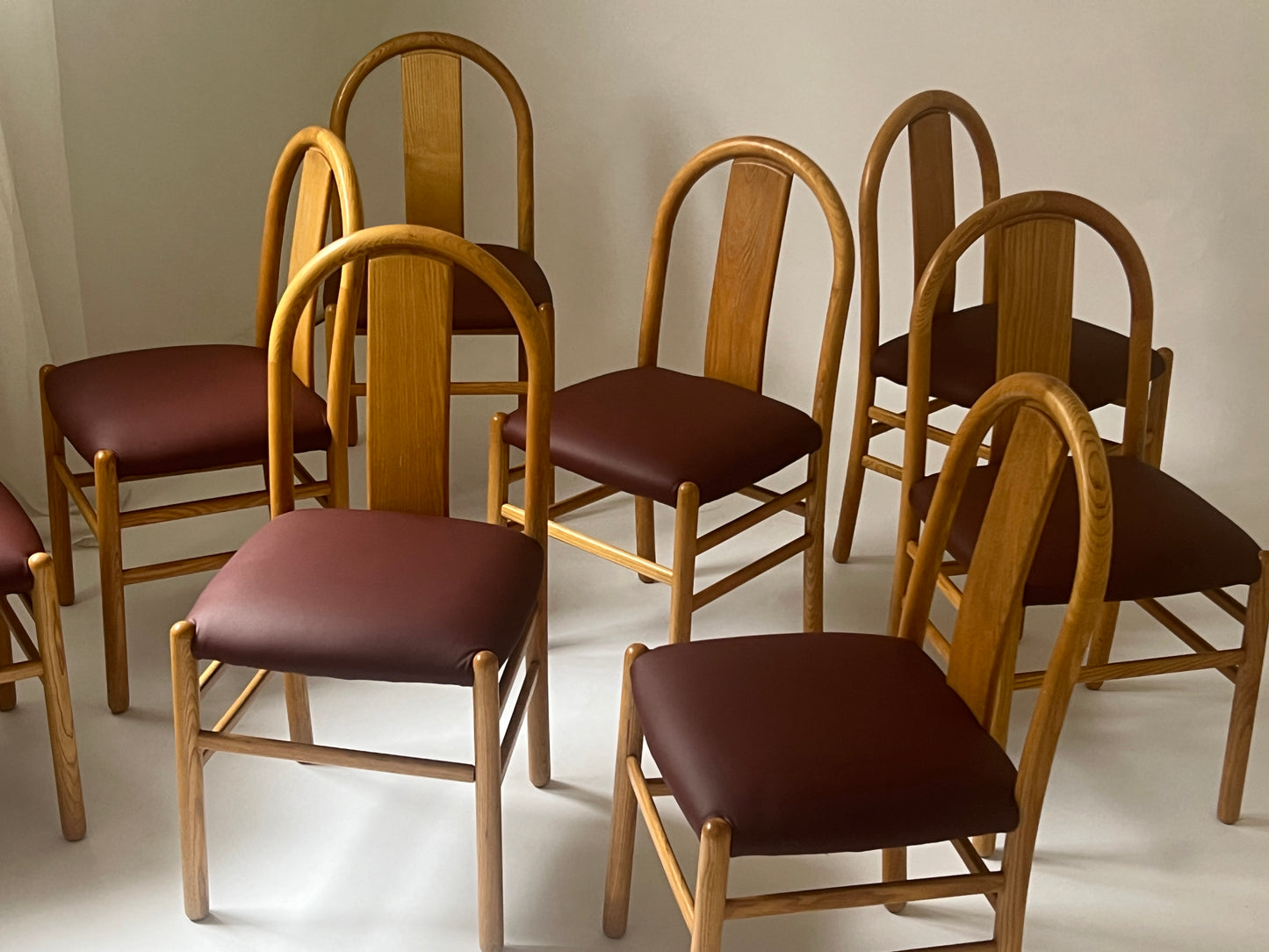 Newly Reupholstered Leather Dining Chair by Fratelli Montina - 1970s Italy (12 Available)