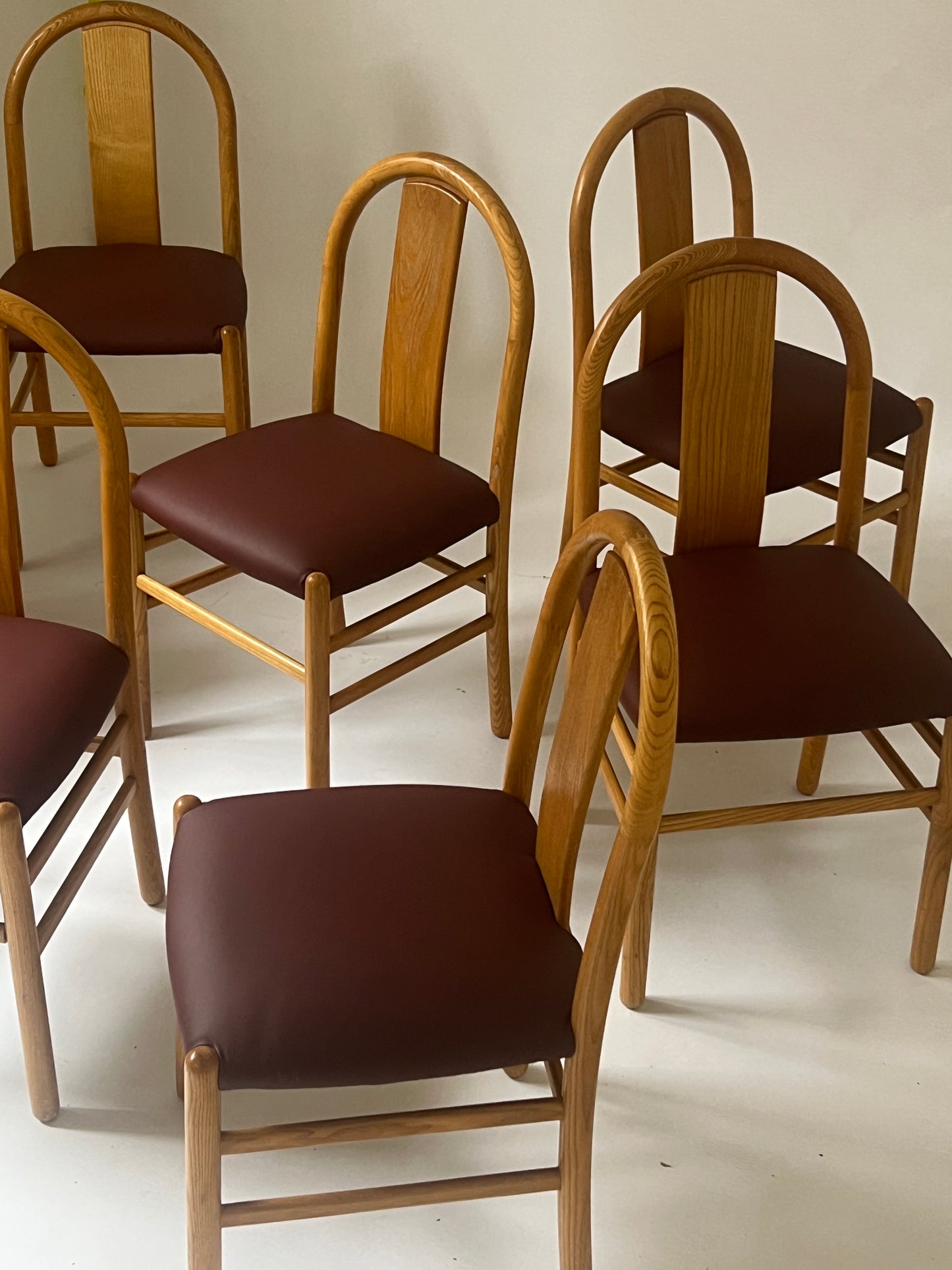 Newly Reupholstered Leather Dining Chair by Fratelli Montina - 1970s Italy (12 Available)