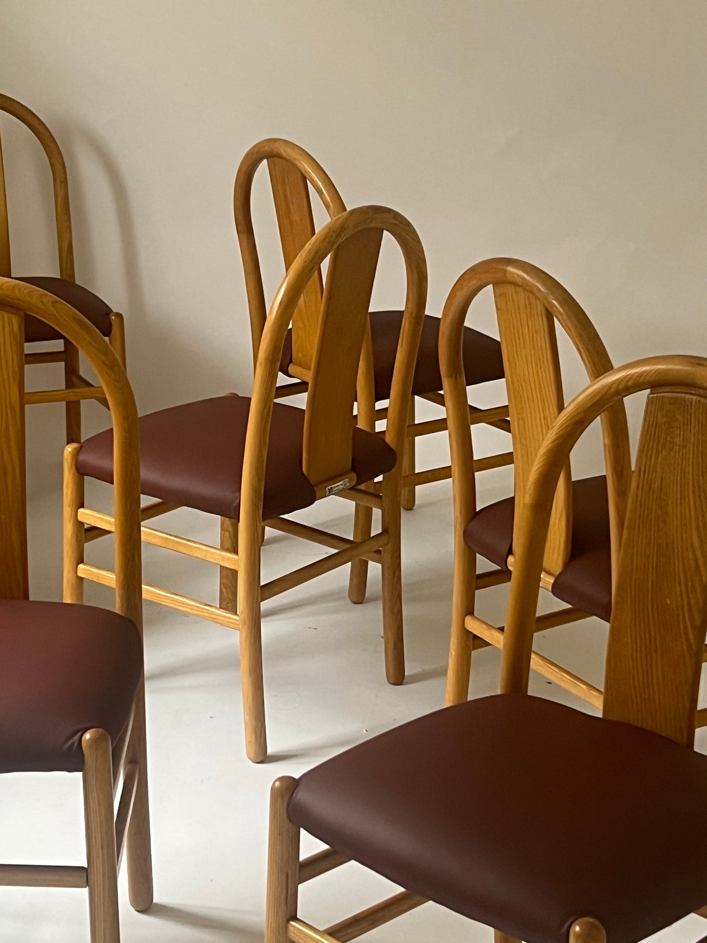 Newly Reupholstered Leather Dining Chair by Fratelli Montina - 1970s Italy (12 Available)