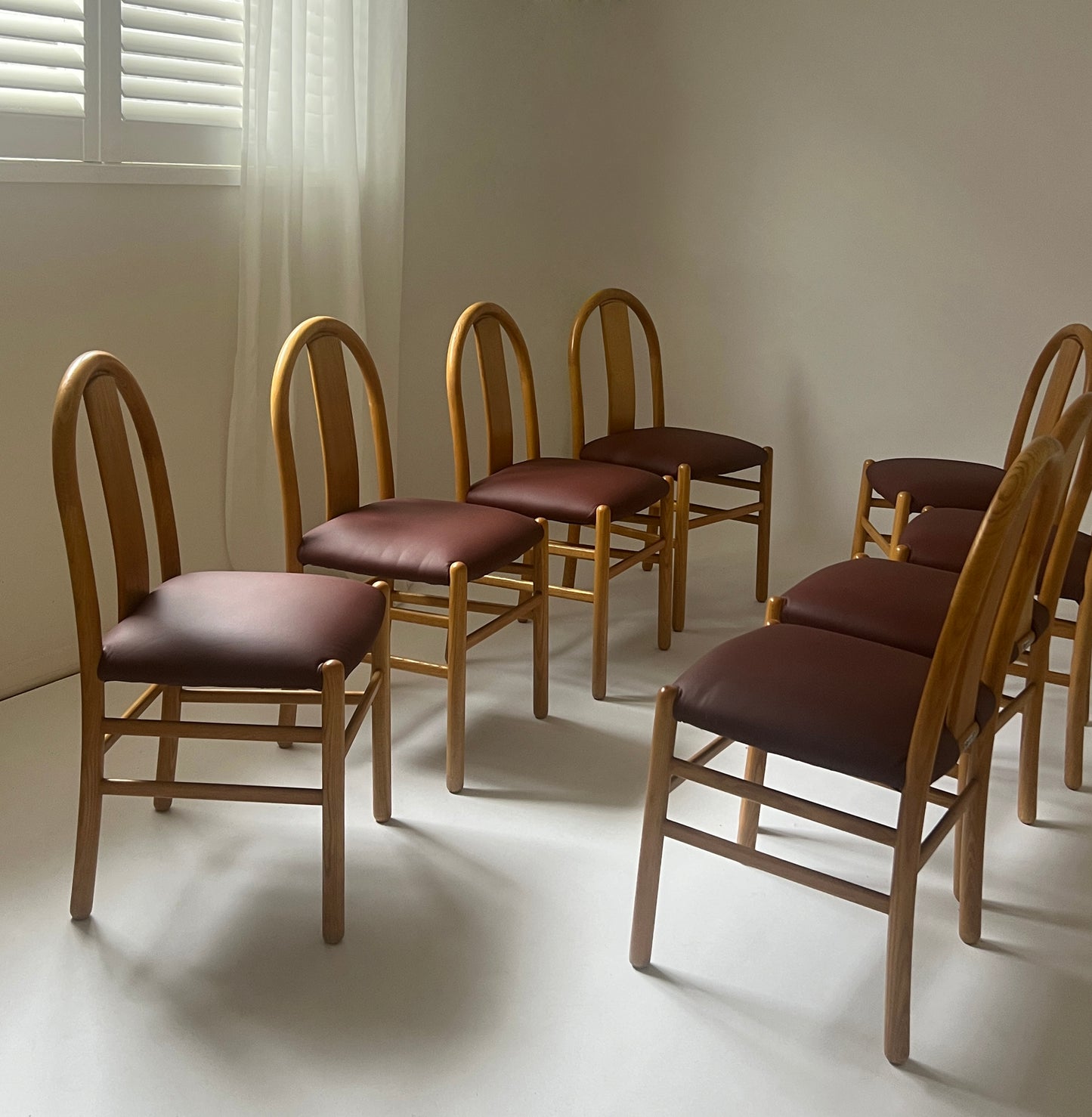 Newly Reupholstered Leather Dining Chair by Fratelli Montina - 1970s Italy (12 Available)