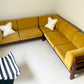 Mustard Velvet Modular Sofa & Ottoman Set