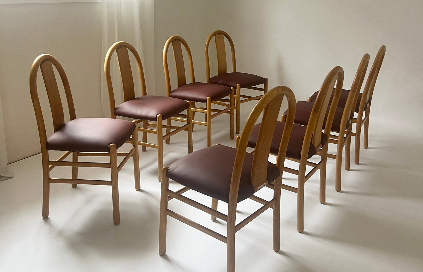 Newly Reupholstered Leather Dining Chair by Fratelli Montina - 1970s Italy (12 Available)