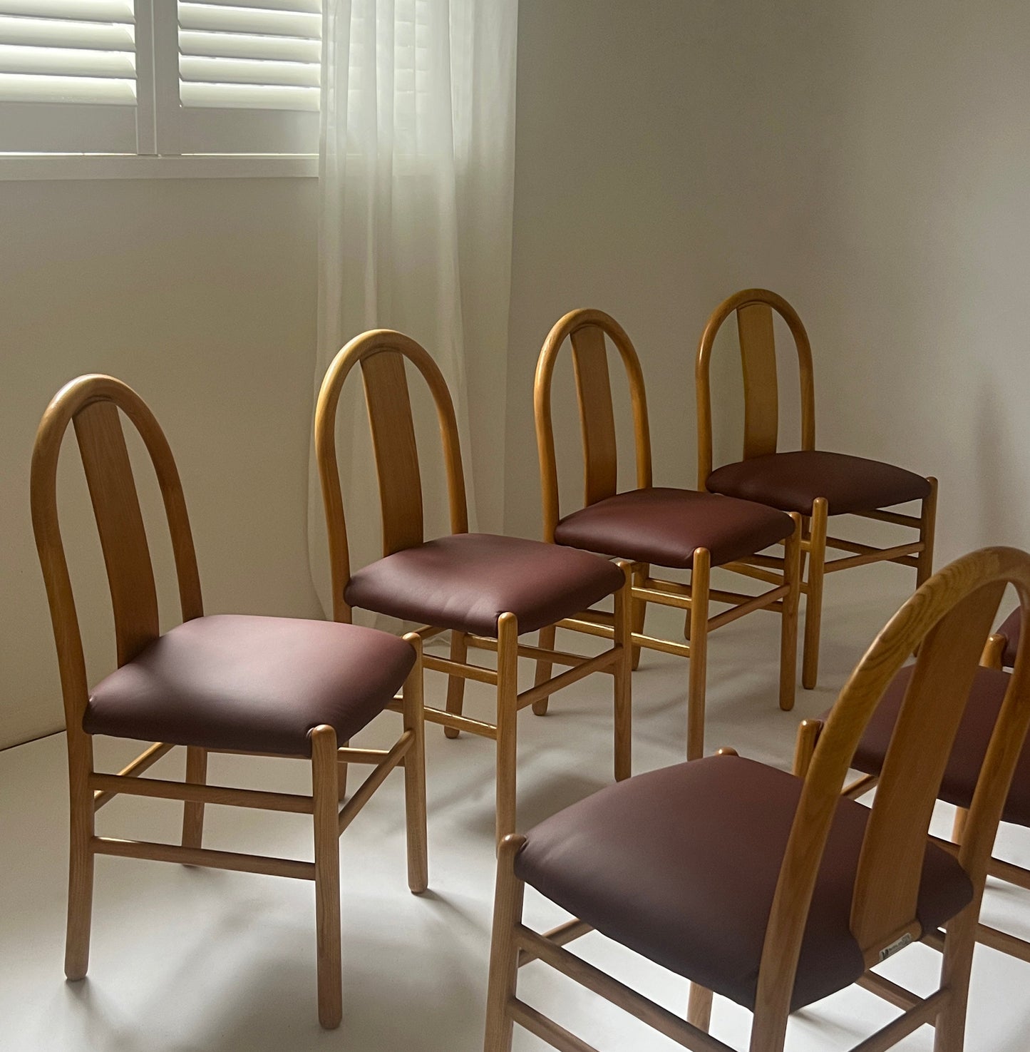 Newly Reupholstered Leather Dining Chair by Fratelli Montina - 1970s Italy (12 Available)